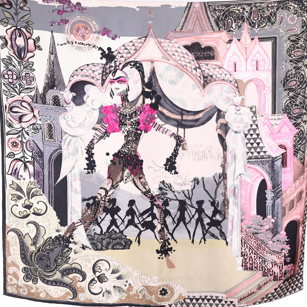 Pristine Christian Lacroix Abstract Woman Silk Scarf