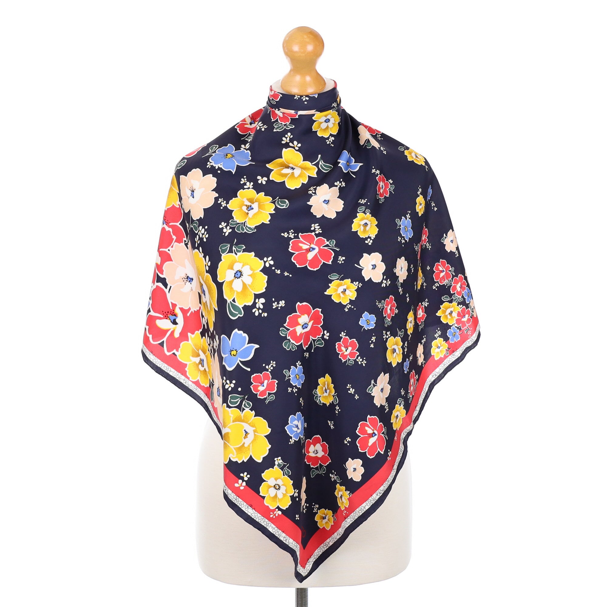 Kenzo Navy Blue Floral Silk Scarf