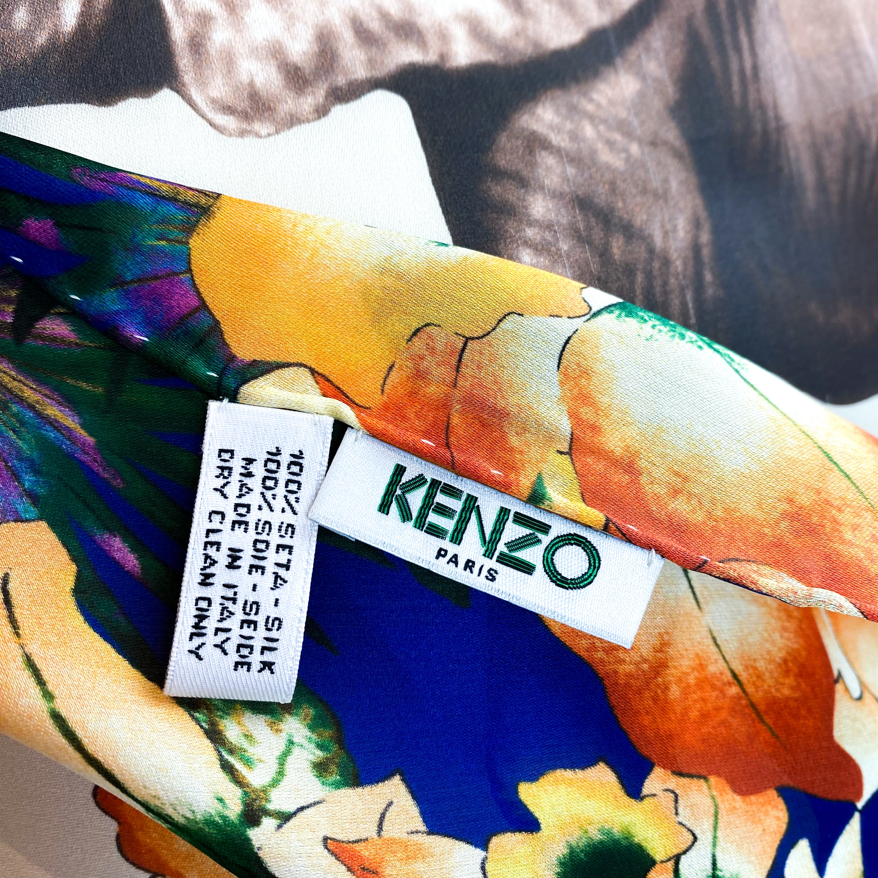 Elephant Kenzo Designer Silk Scarf