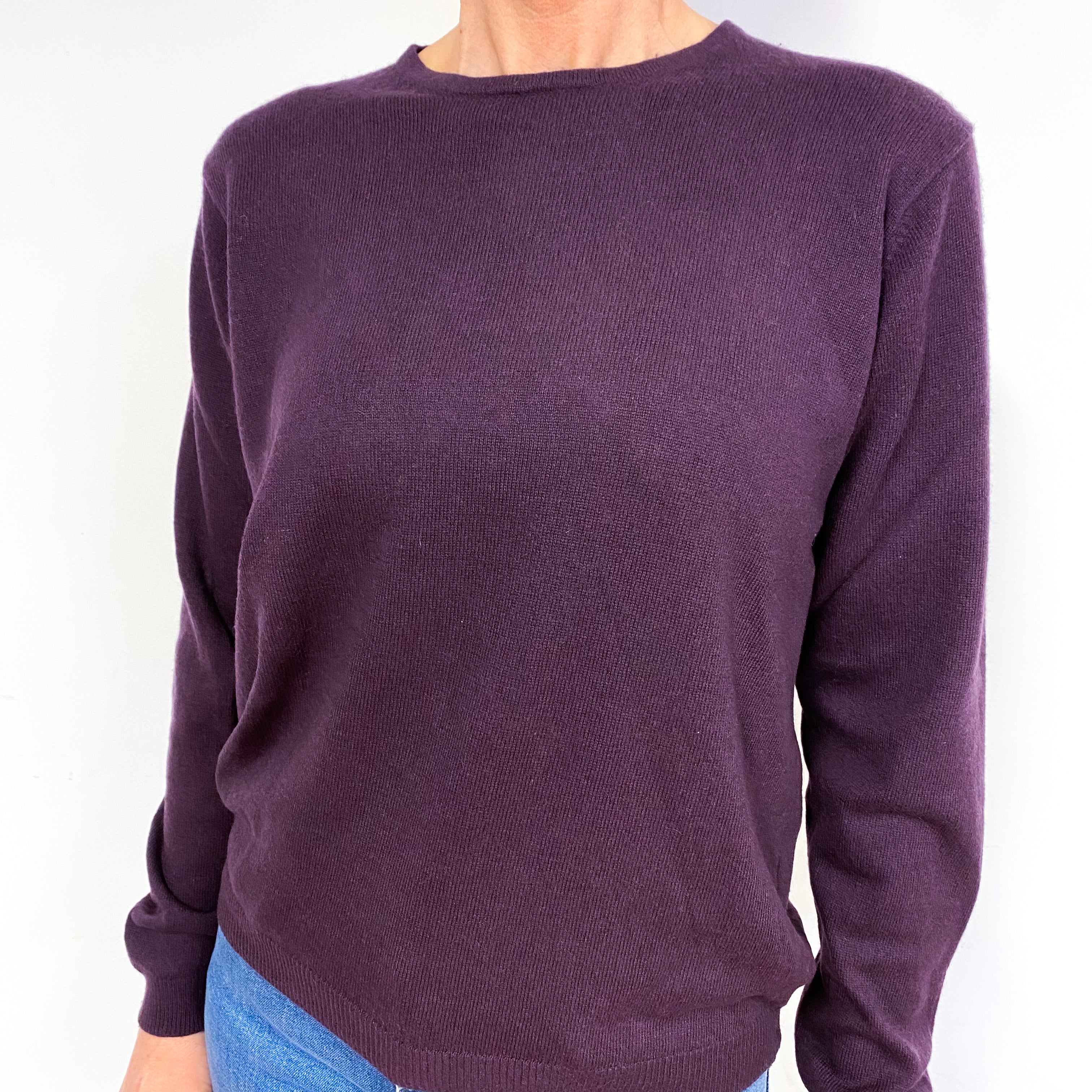 Aubergine Purple Cashmere Crew Neck Jumper Medium