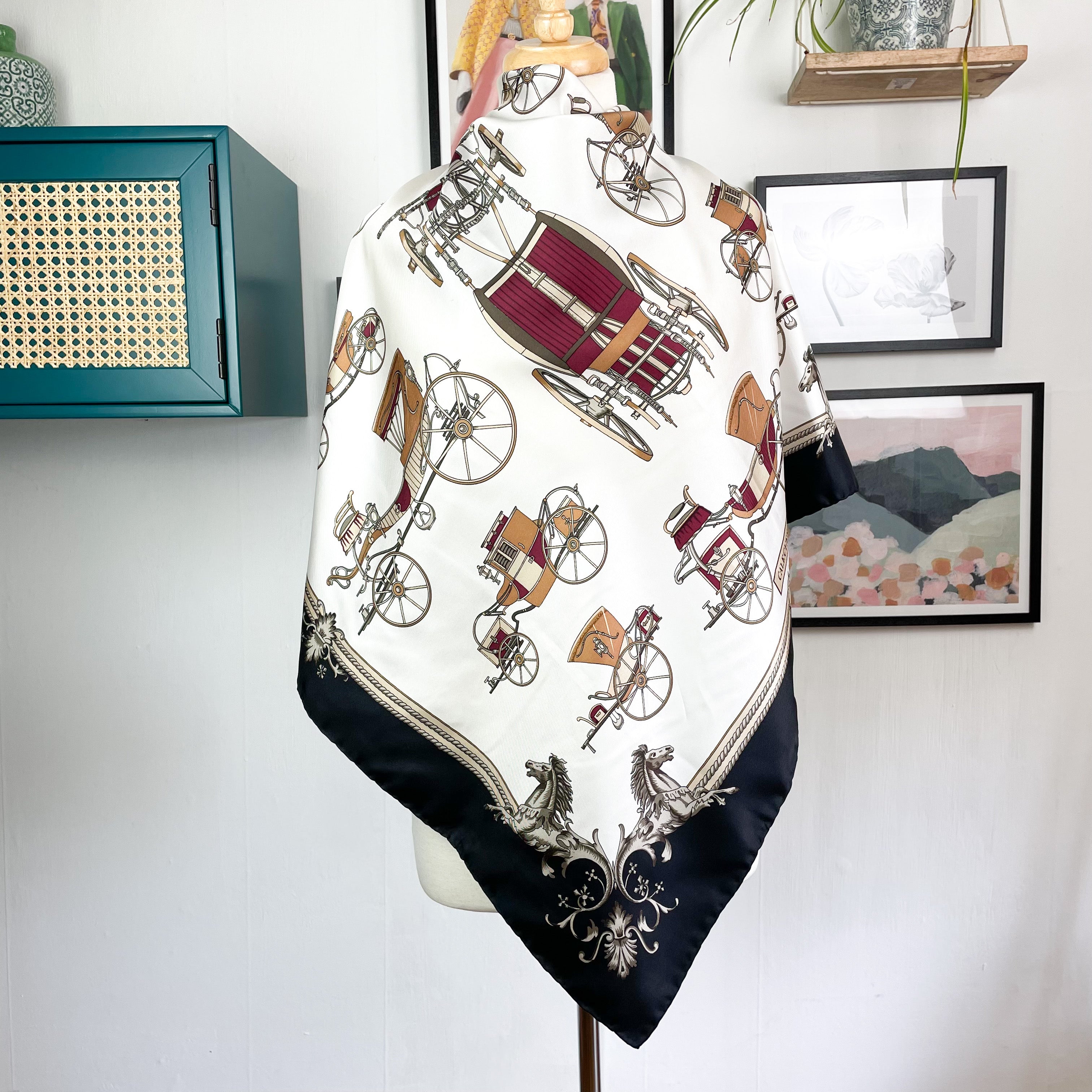Boxed Asprey Carriages Design Silk Scarf