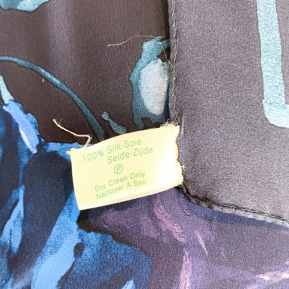 Laura Ashley Navy Floral Silk Scarf