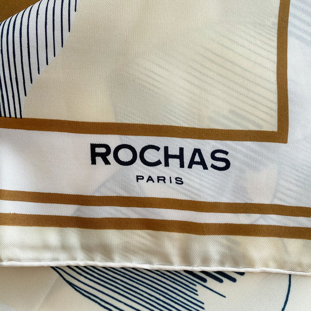 Rochas Abstract Cream Silk Scarf