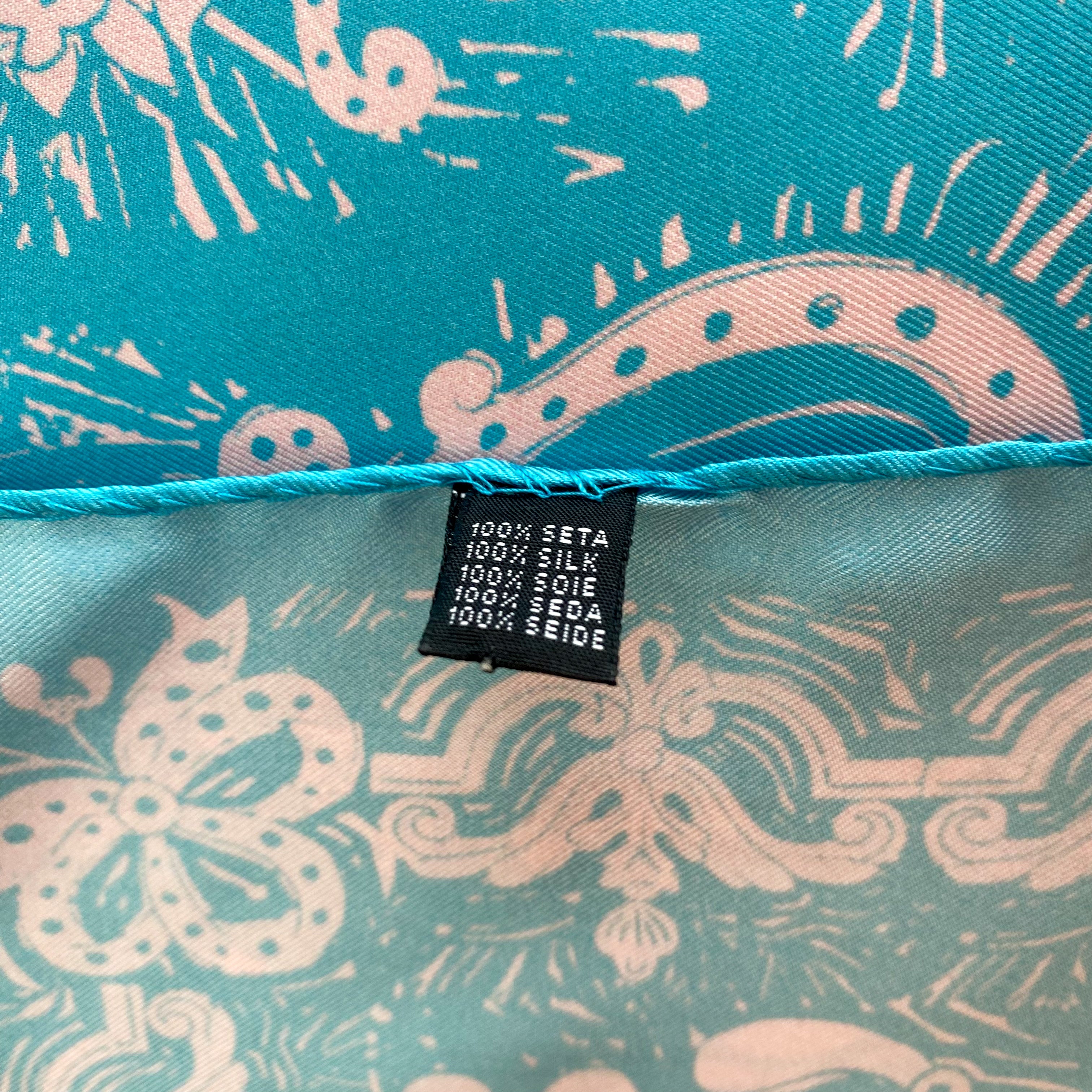 Immaculate Rory Hutton Sky Blue and Pink Silk Scarf