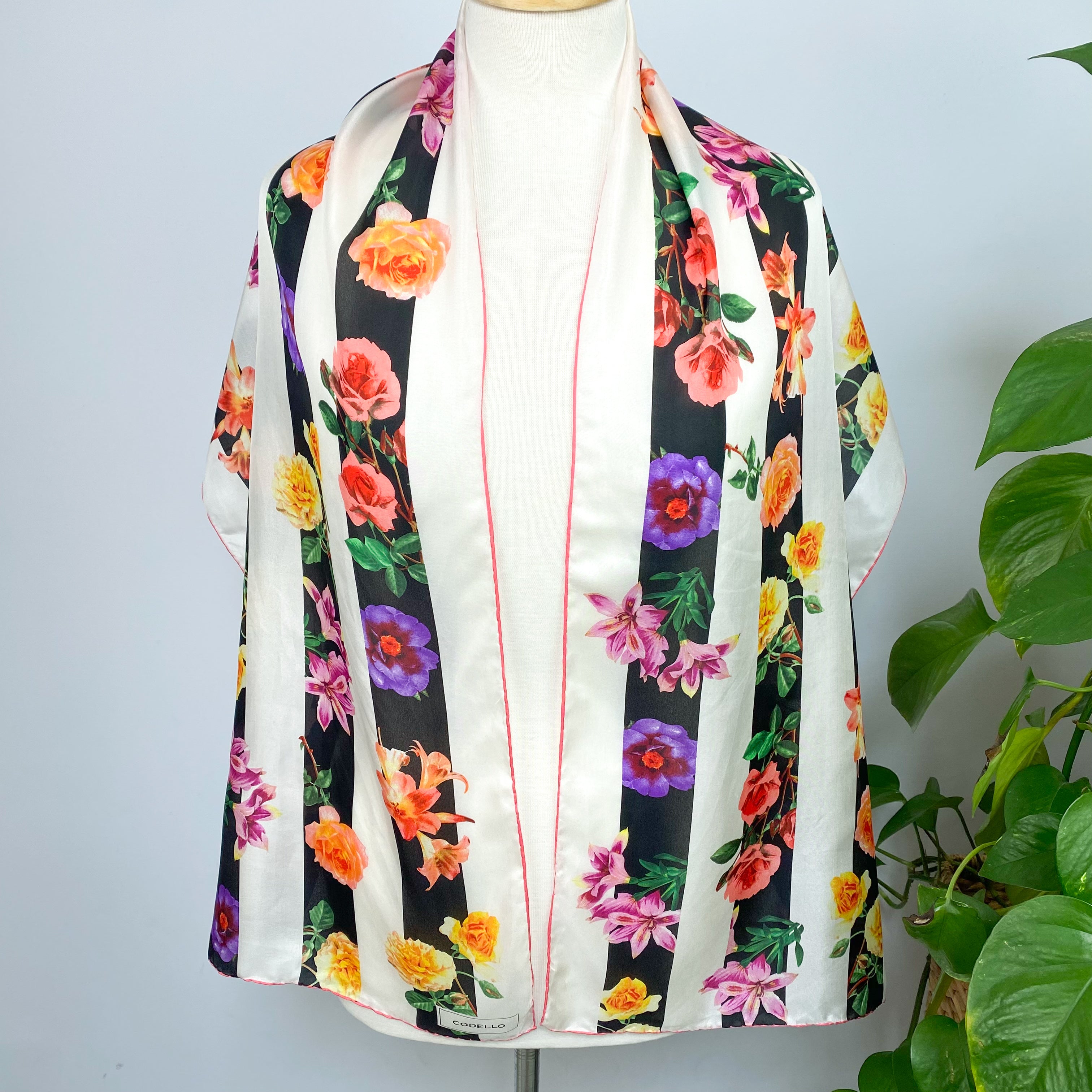 Codello Long Floral Silk Scarf