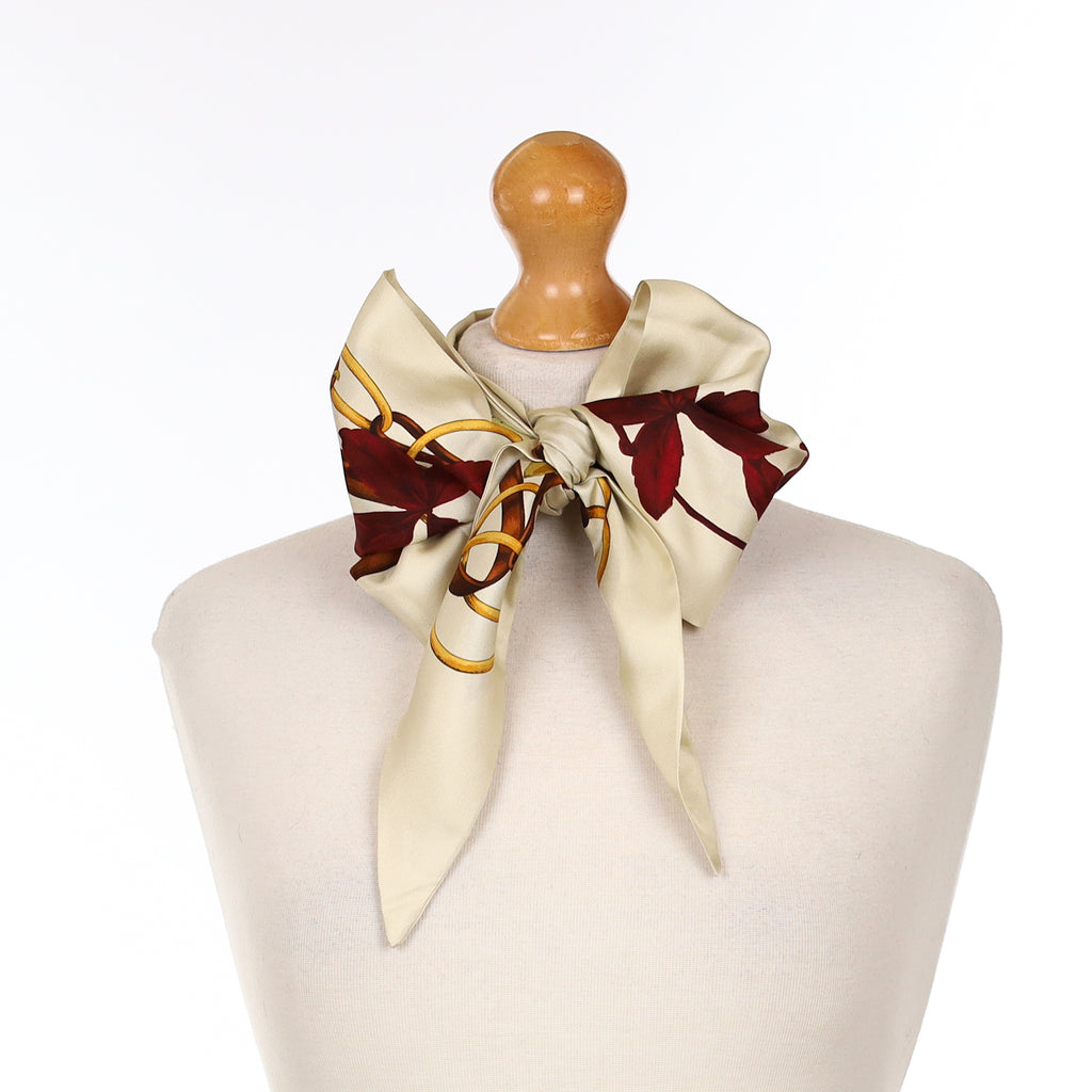 Mantero Red Floral Pussy Bow Silk Scarf