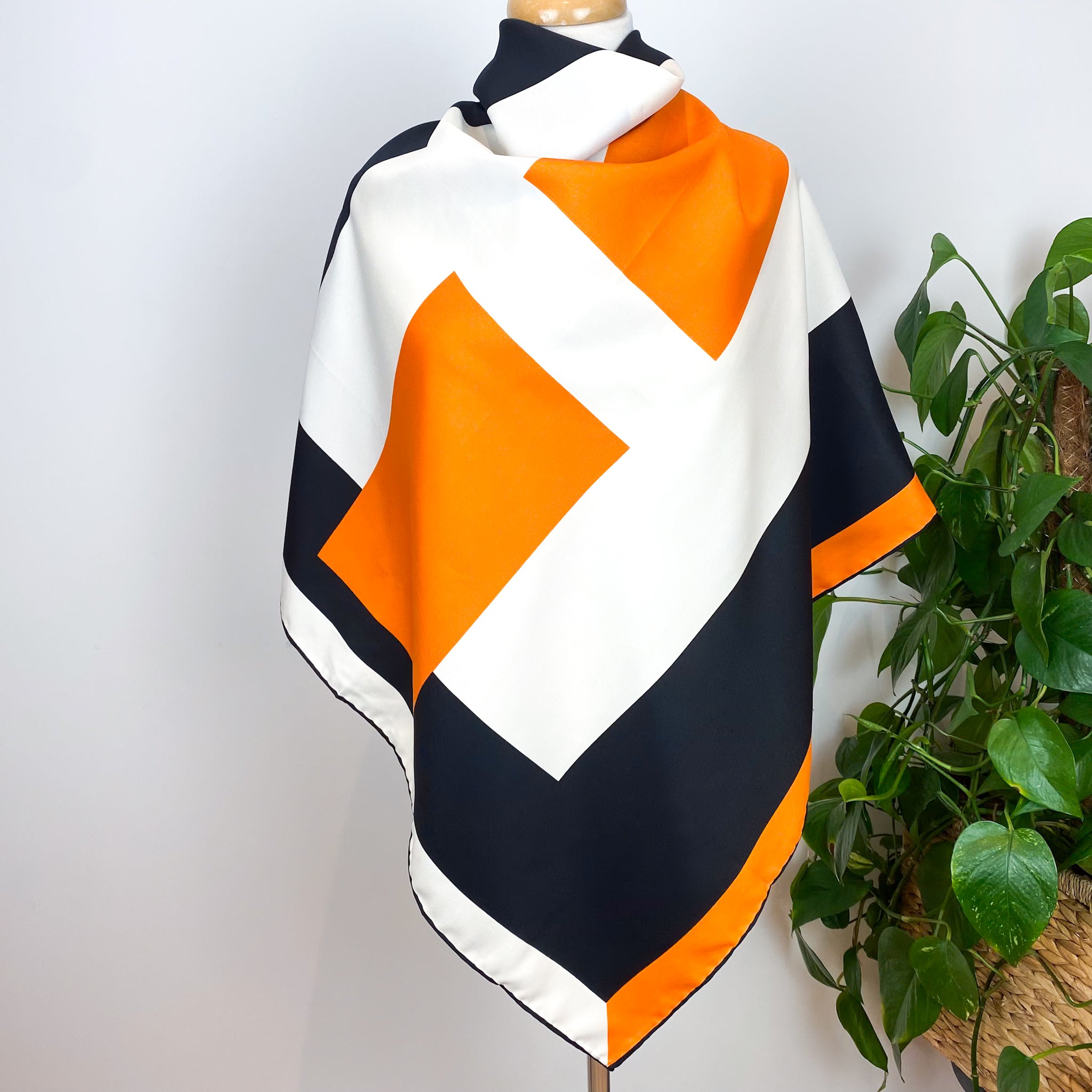 1970s Abstract French Vintage Silk Scarf