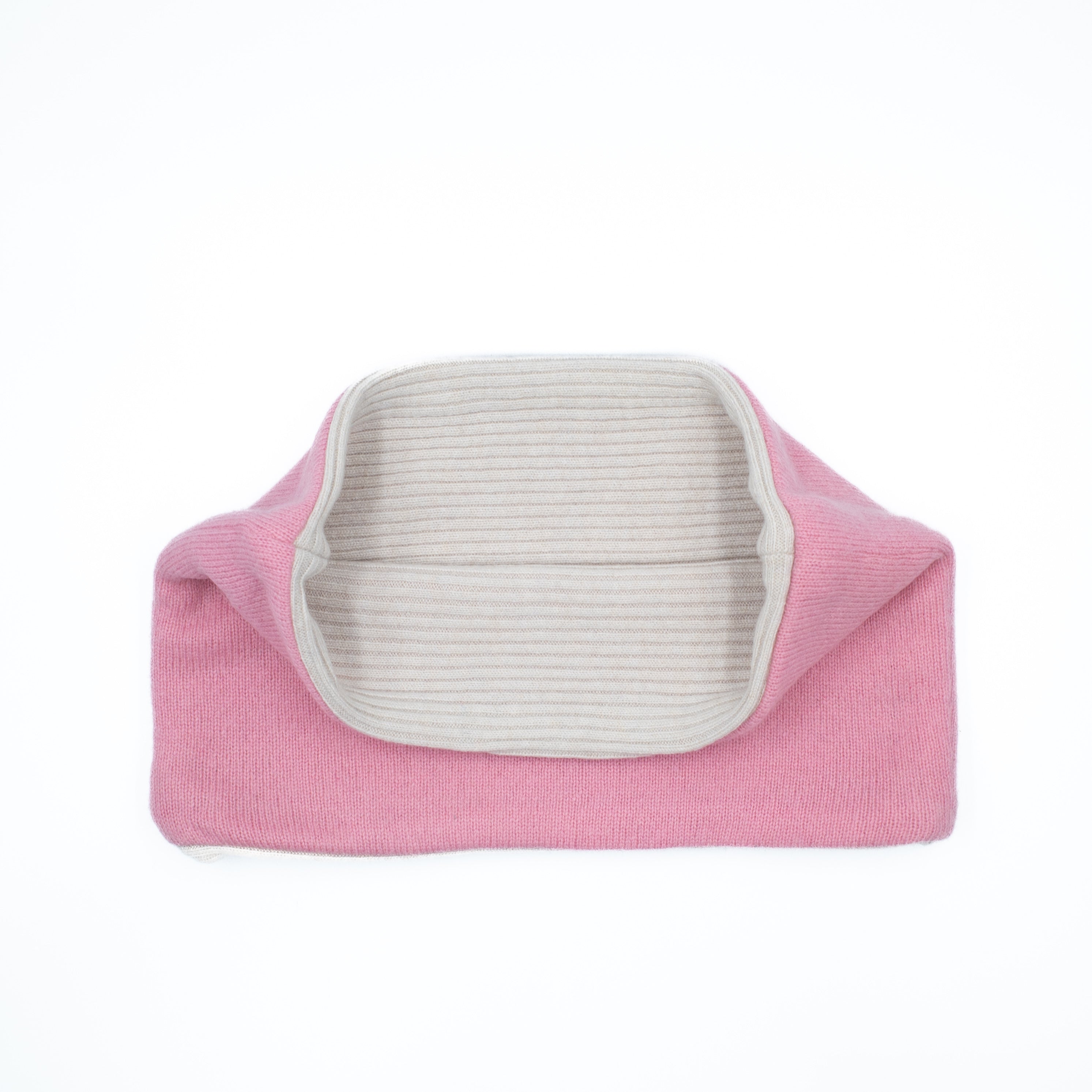 Bubblegum Pink and Pale Oatmeal Ribbed Neck Warmer
