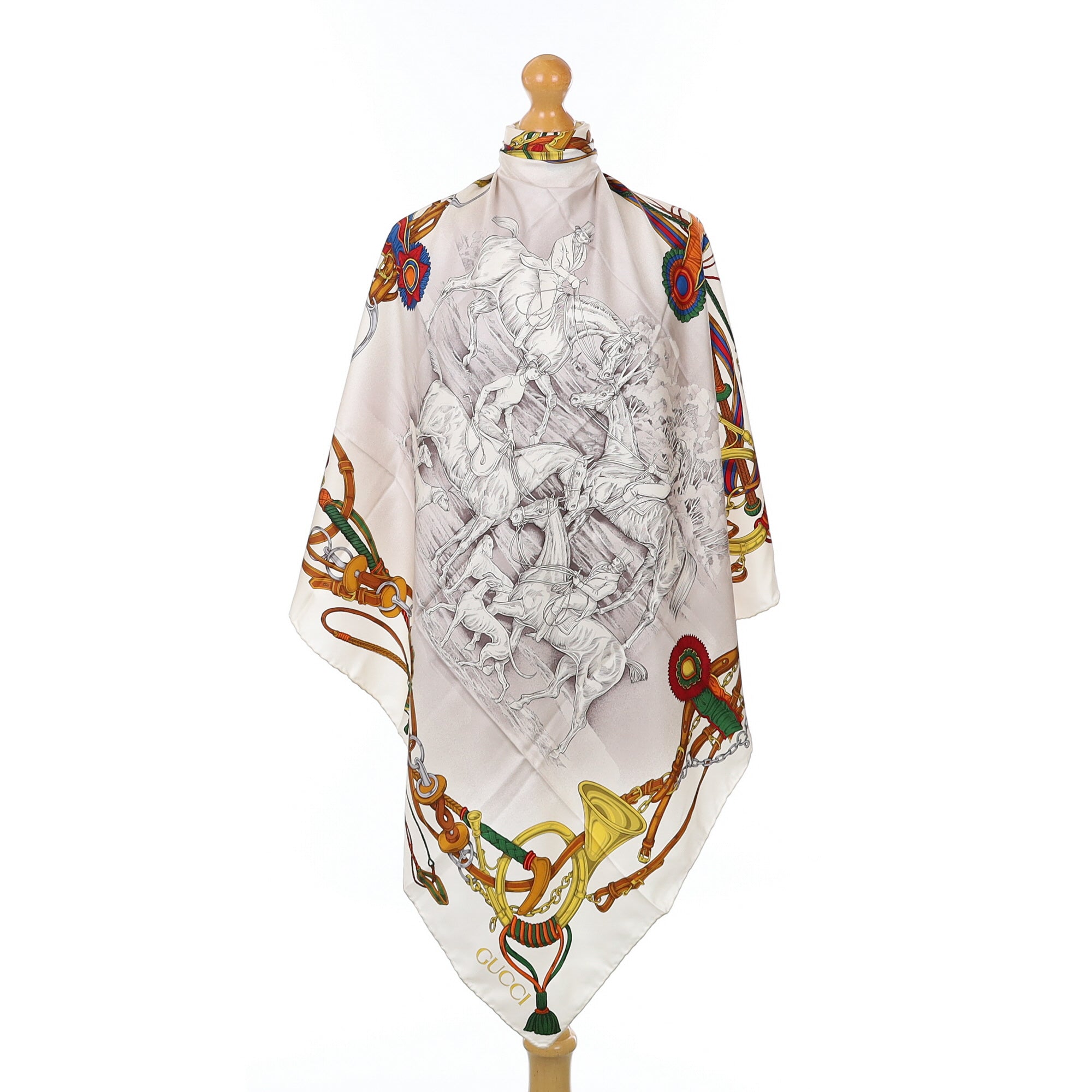 Brand New Gucci House and Hound Design Vintage Silk Scarf