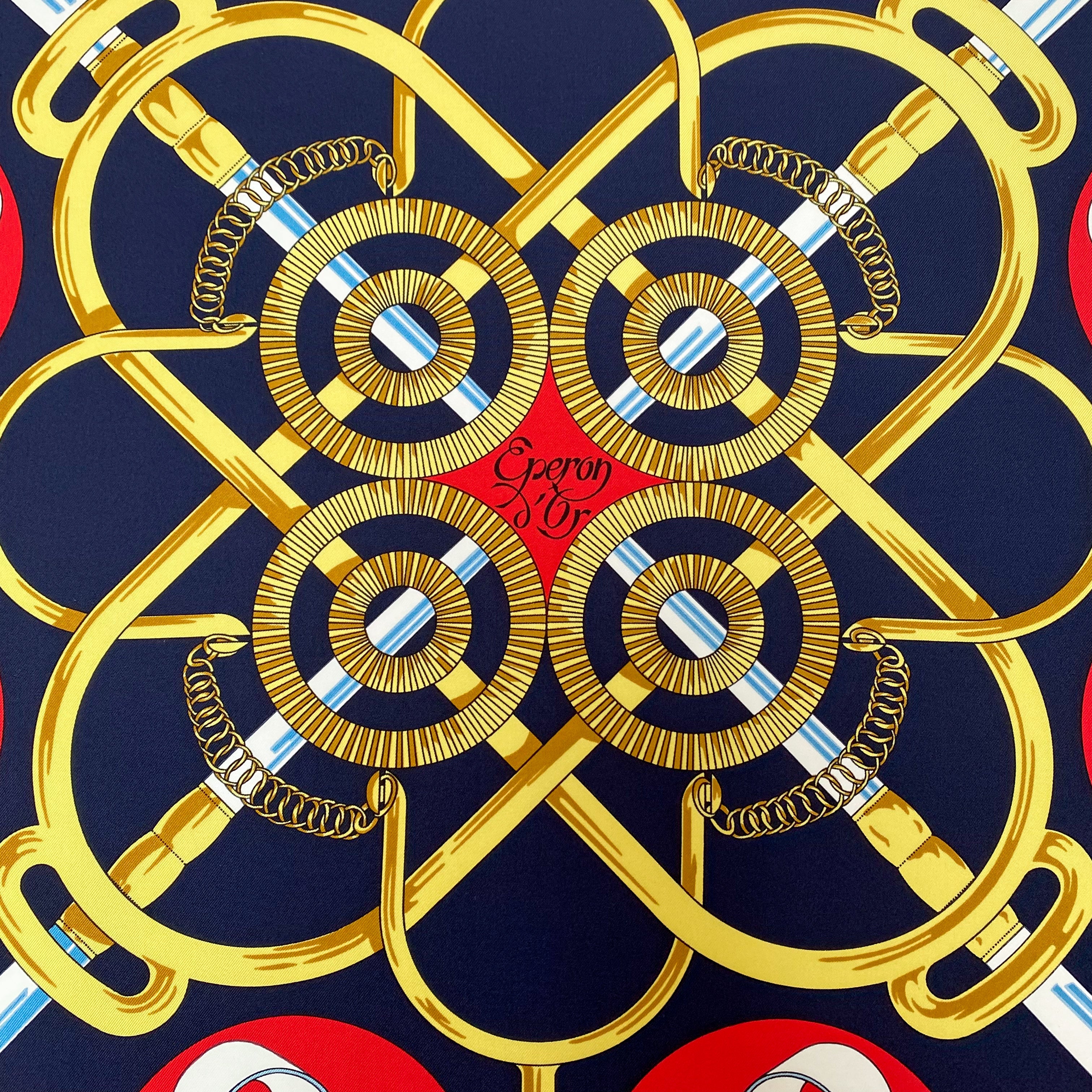 Pristine Boxed Hermes Eperon d’Or Vintage Silk Scarf