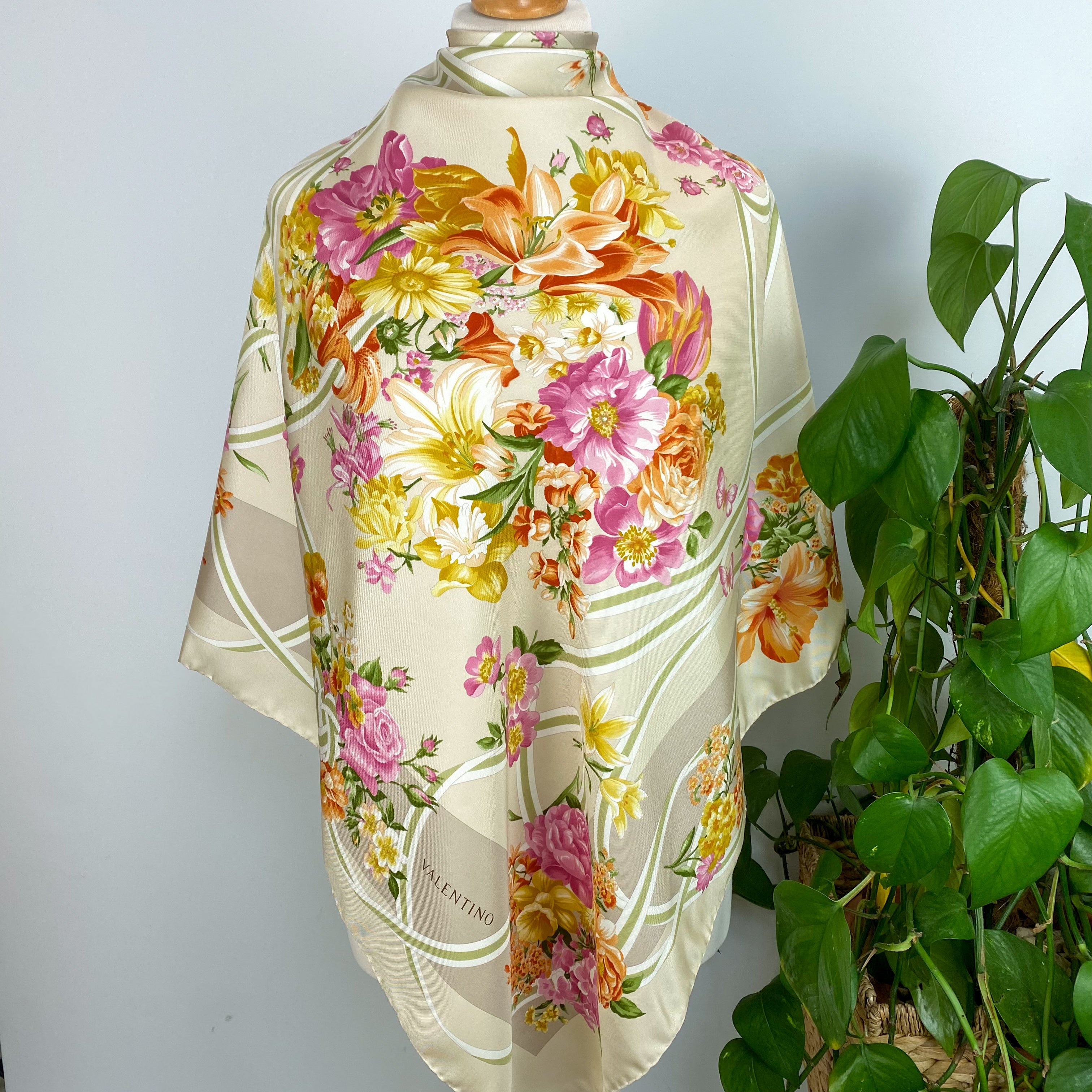 Stunning Valentino Floral Silk Scarf