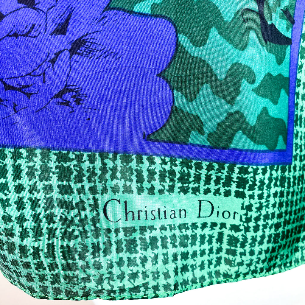 1970s Christian Dior Vintage Designer Silk Scarf