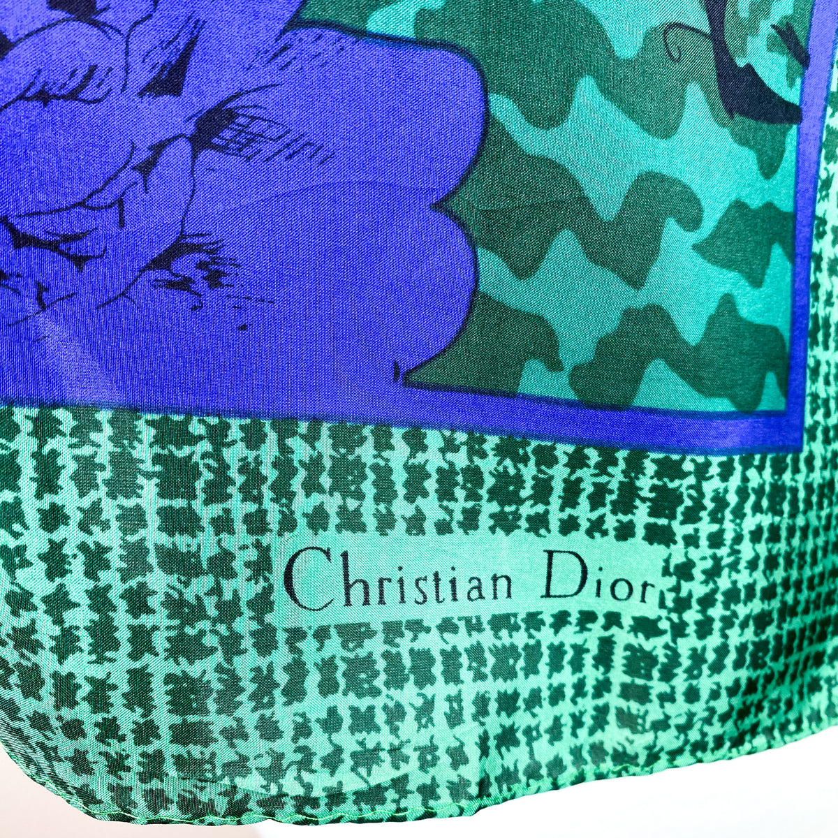 1970s Christian Dior Vintage Designer Silk Scarf