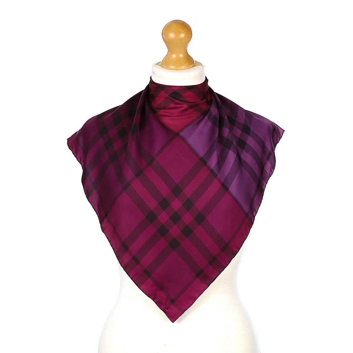 Pristine Boxed Burberry Checked Silk Scarf