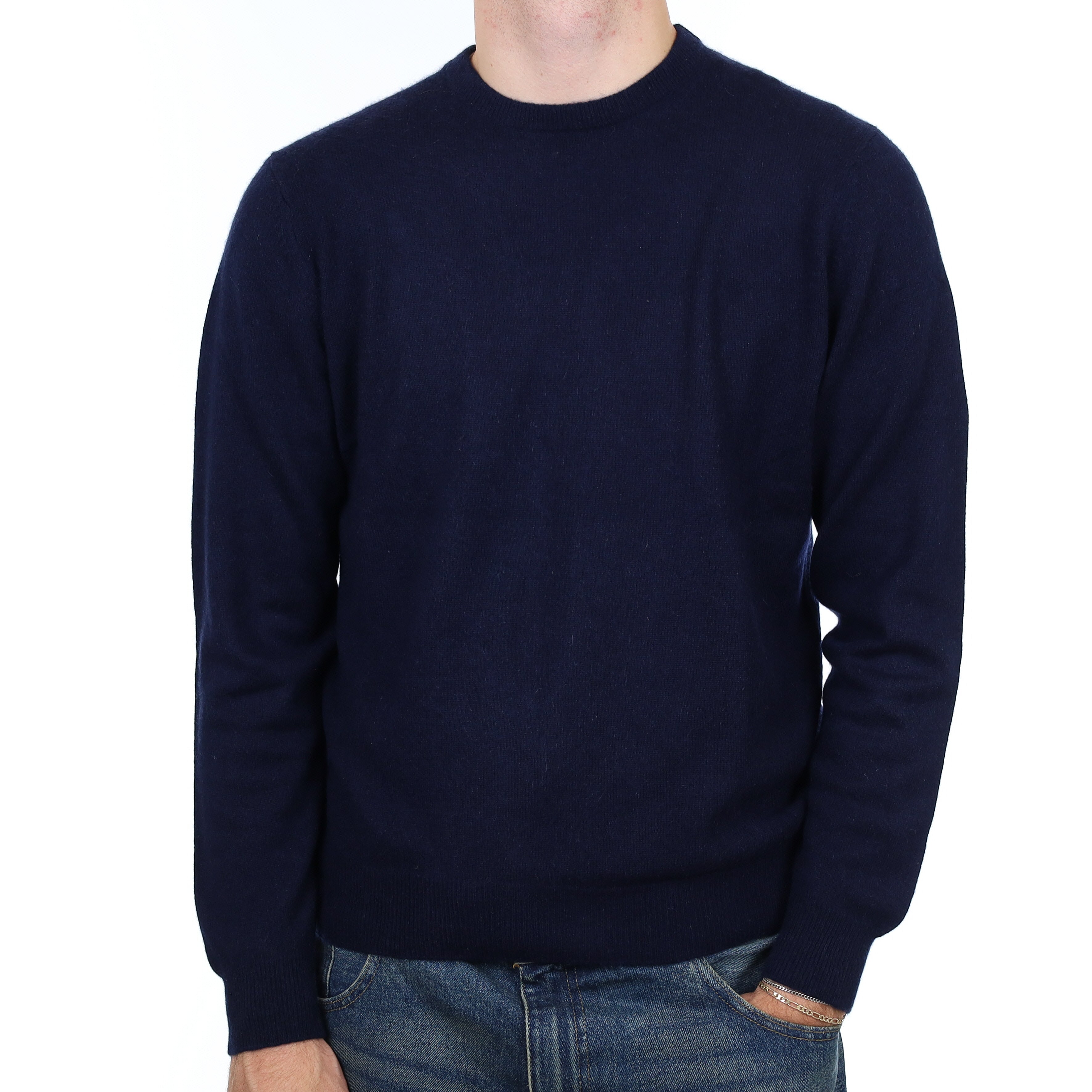 Men’s Navy Cashmere Crew Neck Jumper Medium