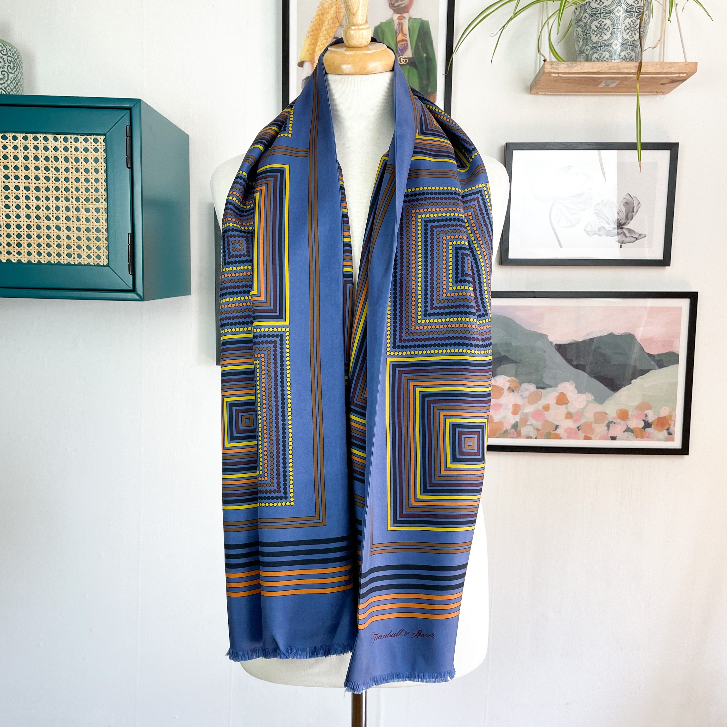 Turnbull and Asser Stripe Design Gents Silk Scarf