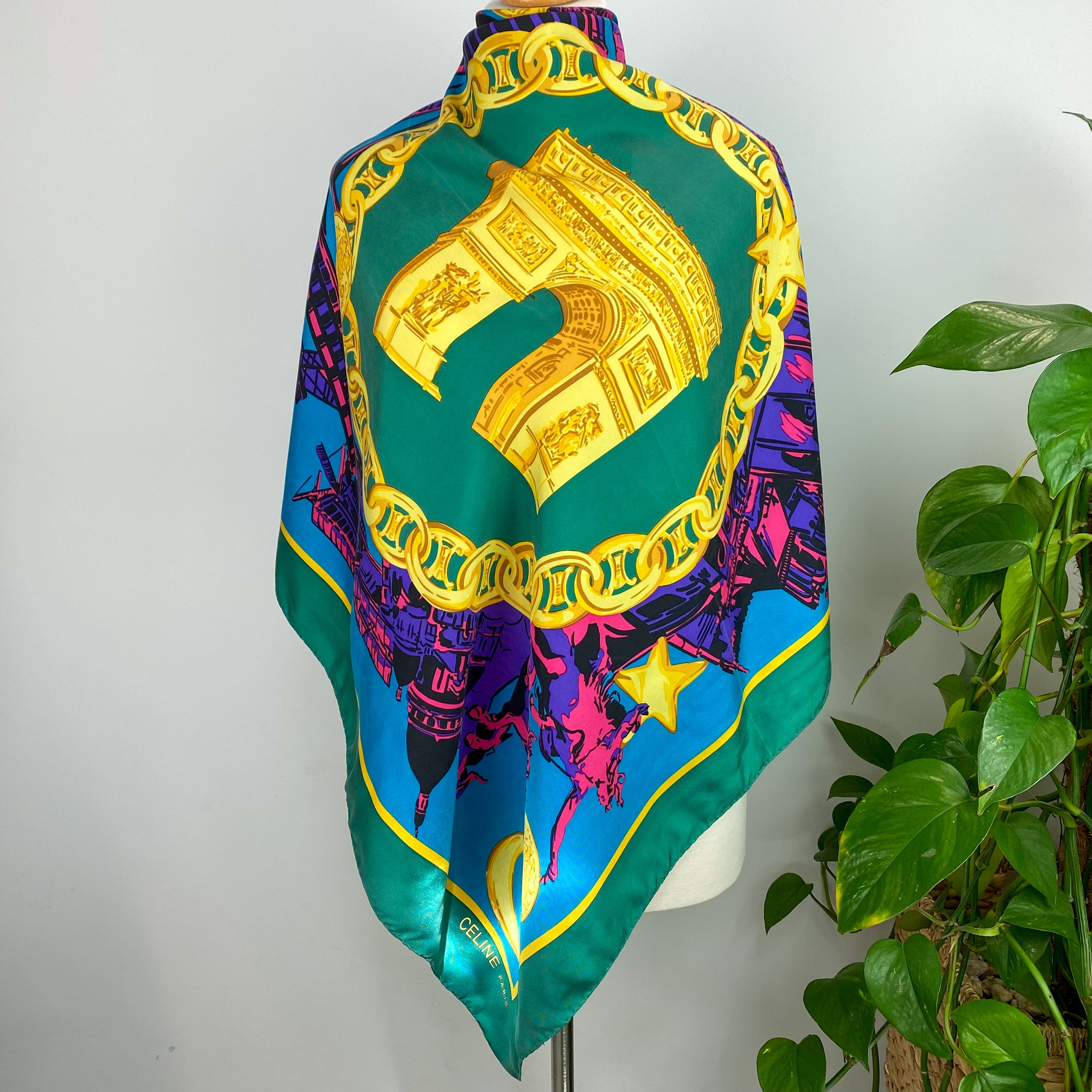 Celine City Design Silk Scarf