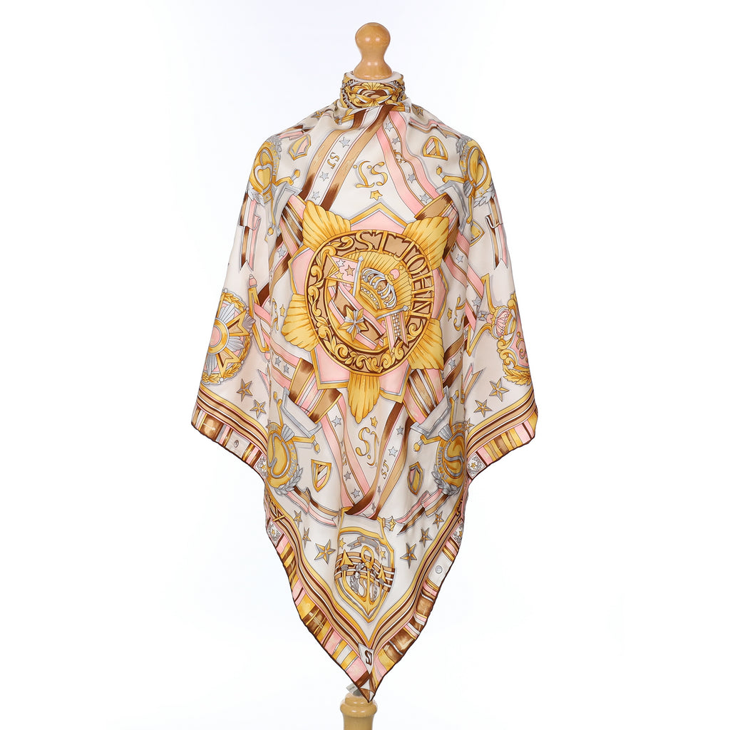 St John Pink And Gold Silk Scarf