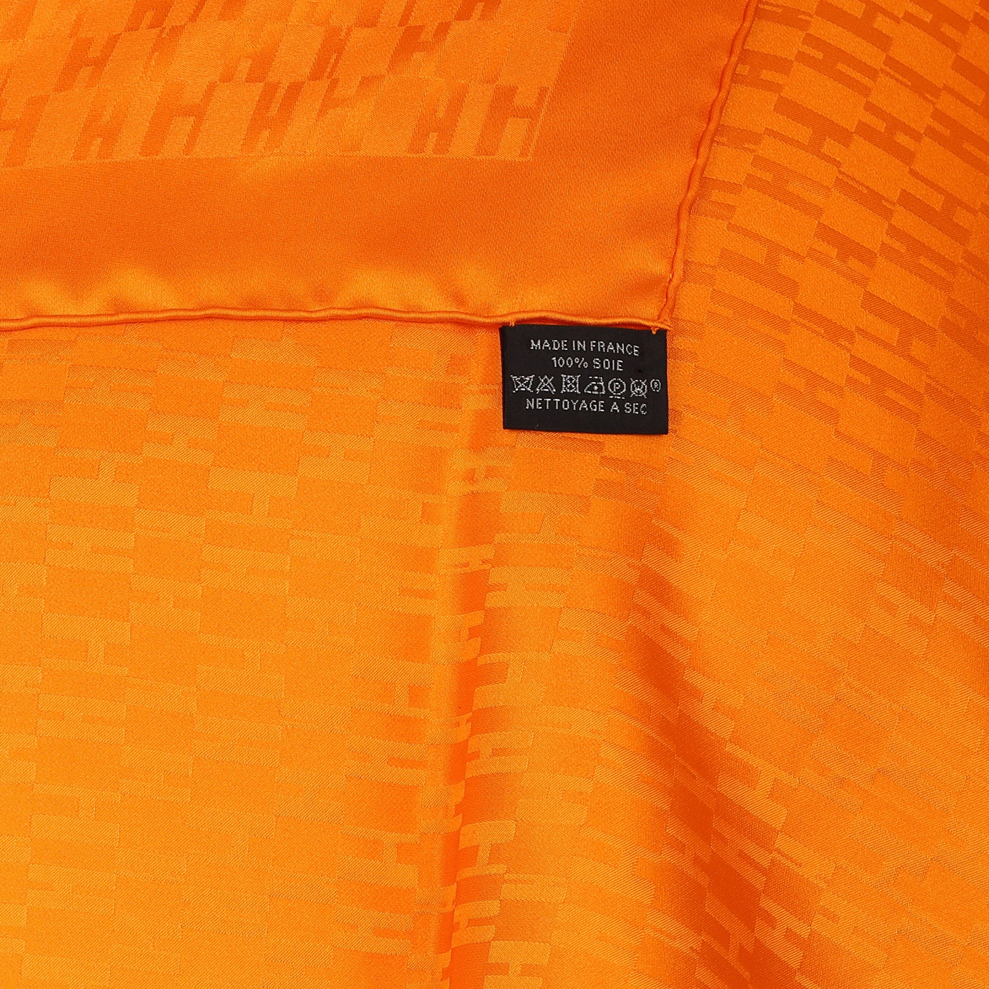 Brand New Boxed Hermès Orange ‘H’ 42 Silk Scarf