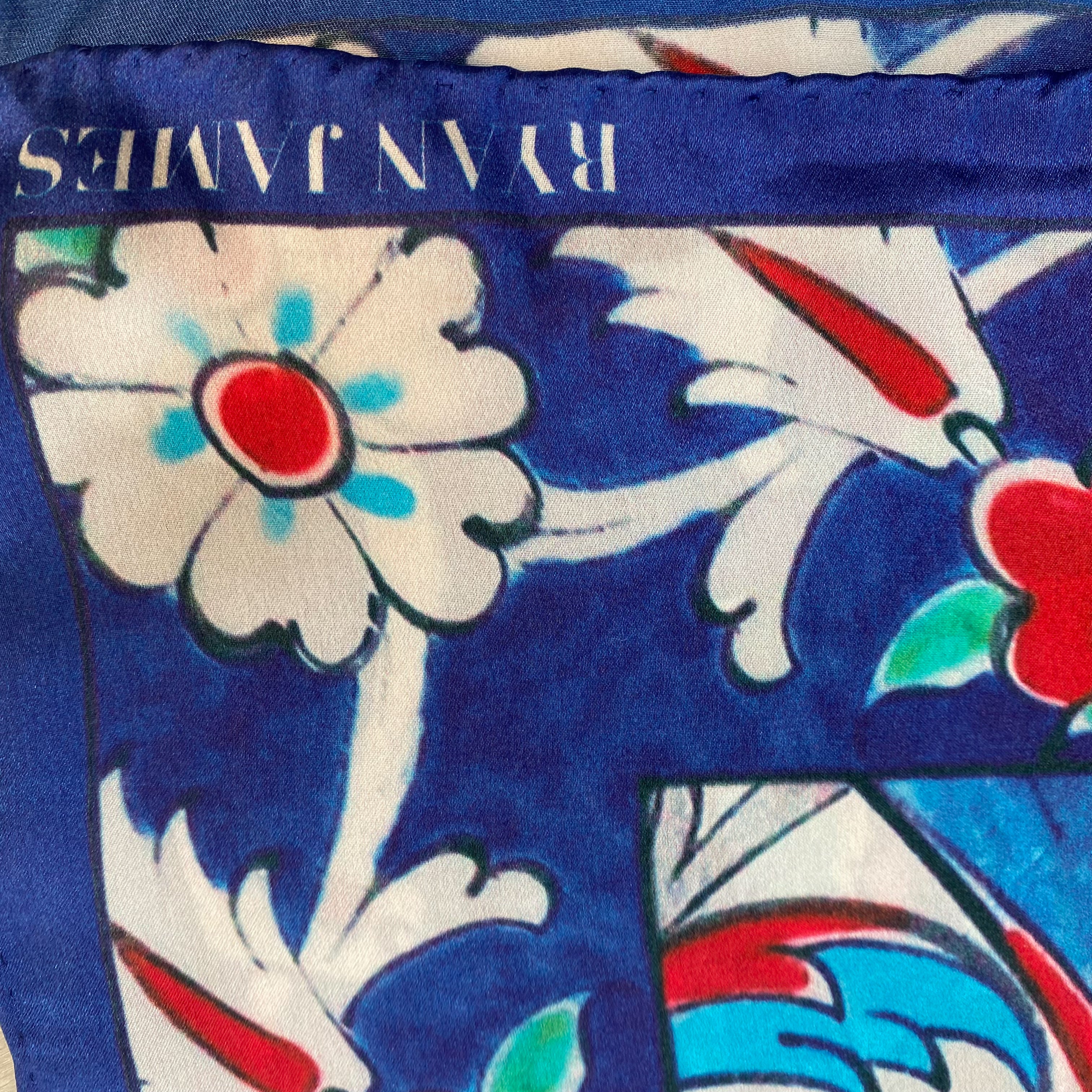 Extra Large Floral Modern Silk Scarf