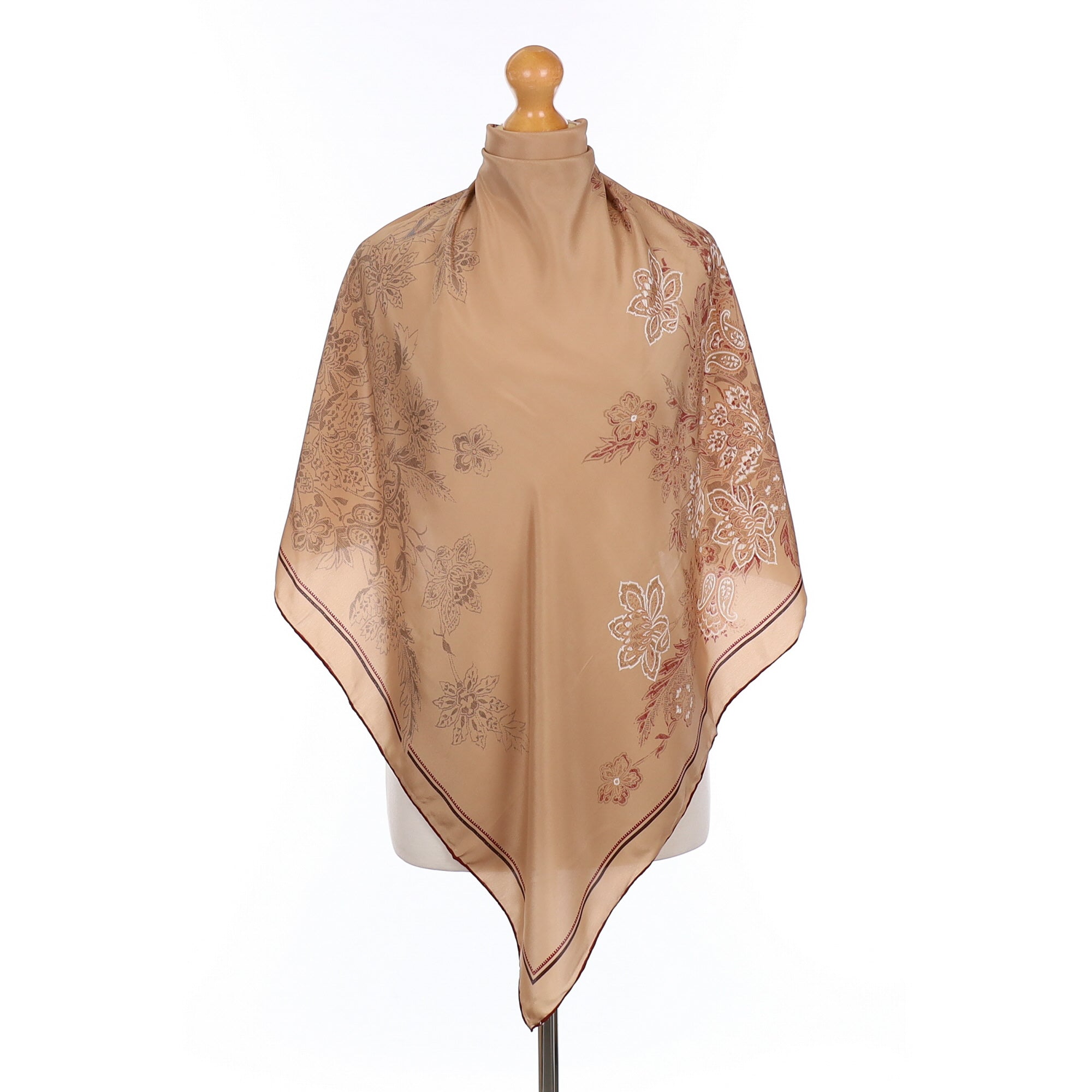 Ostinelli Brown Floral Vintage Silk Scarf
