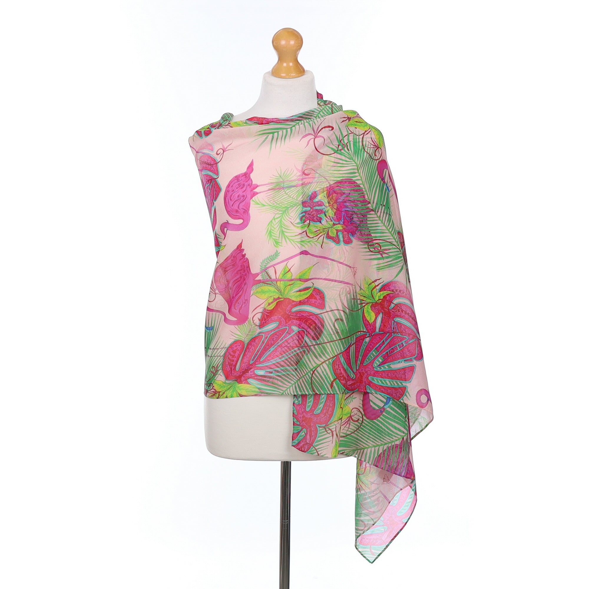 Boxed Helen Kitchen Flamingo Garden Silk Scarf