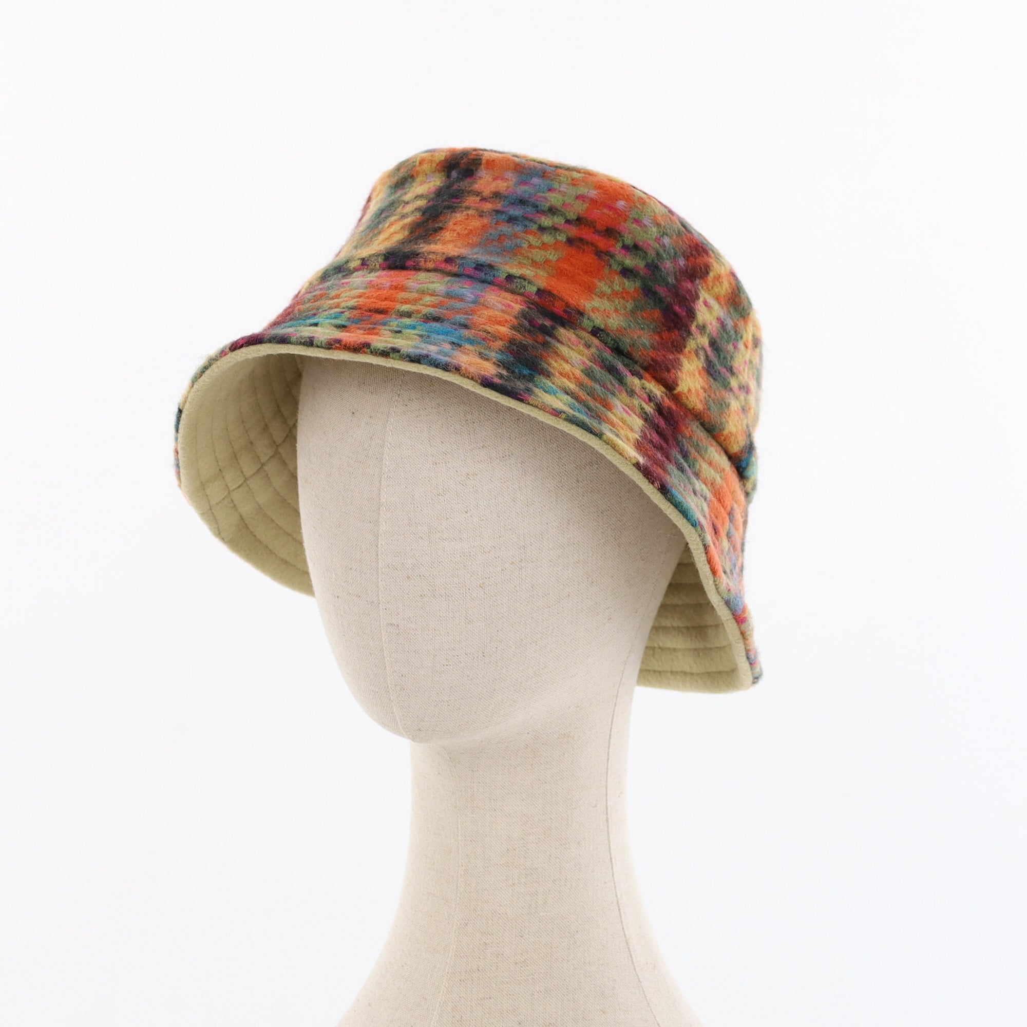 Unisex Multicolour Patterned Reversible Cashmere Bucket Hat Men’s - M Women’s - L