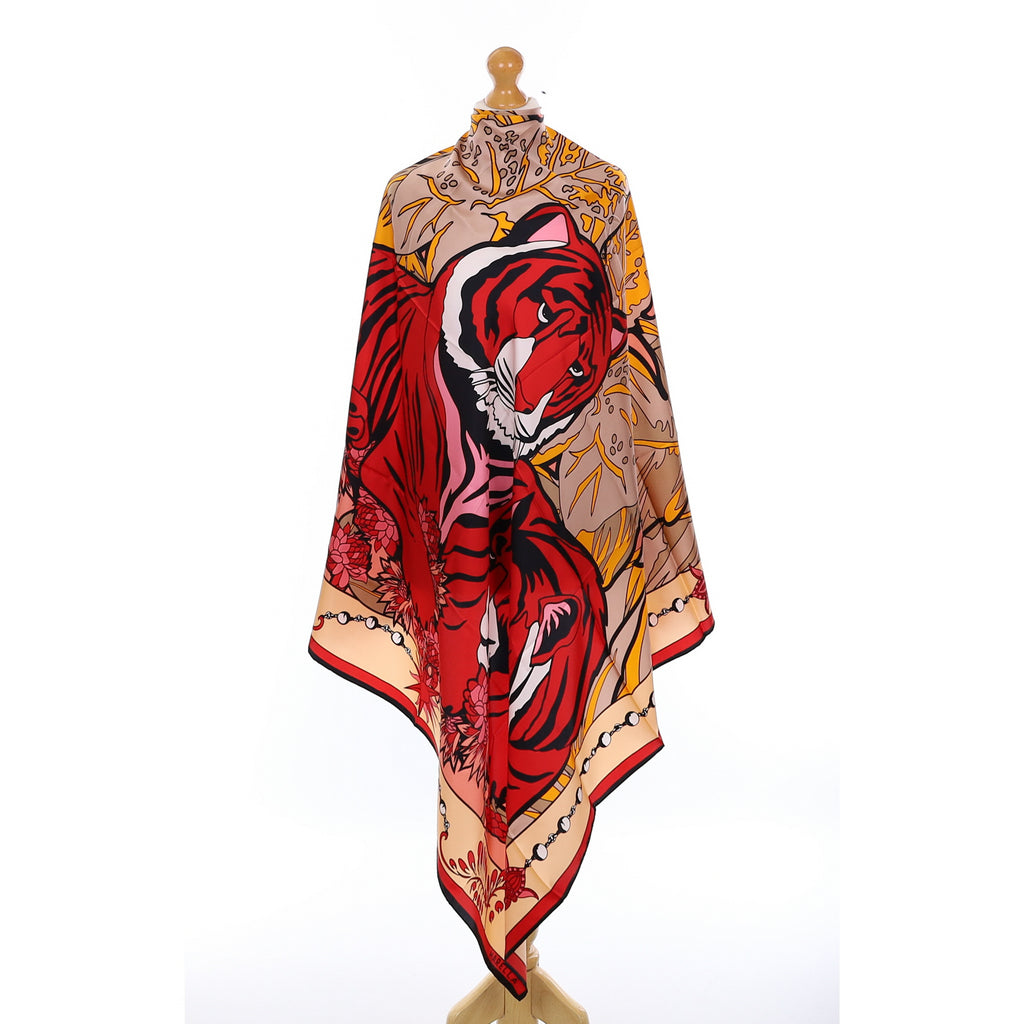 Brand New Boxed Marella Red Tiger Silk Scarf