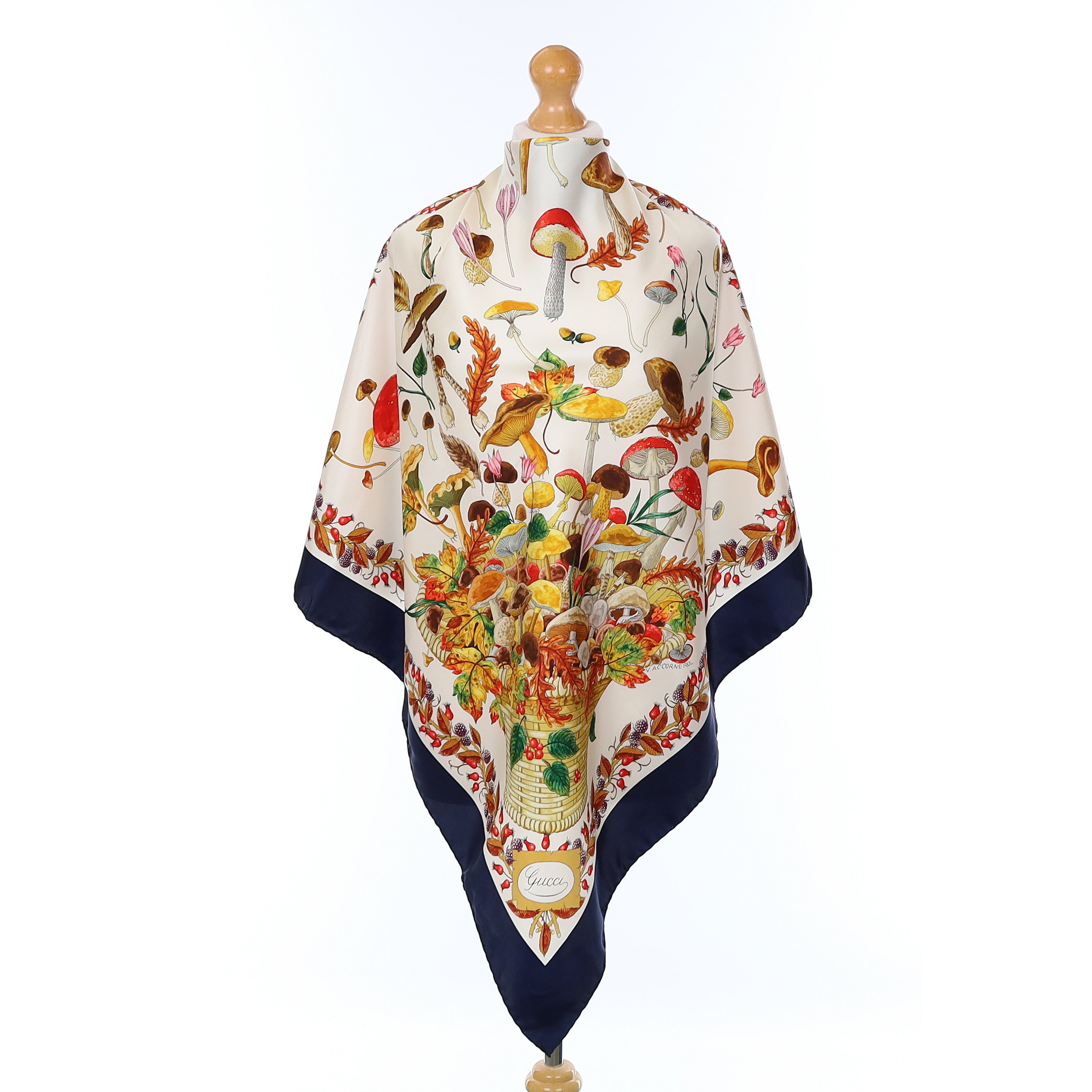 Gucci Autumnal Mushrooms Silk Scarf