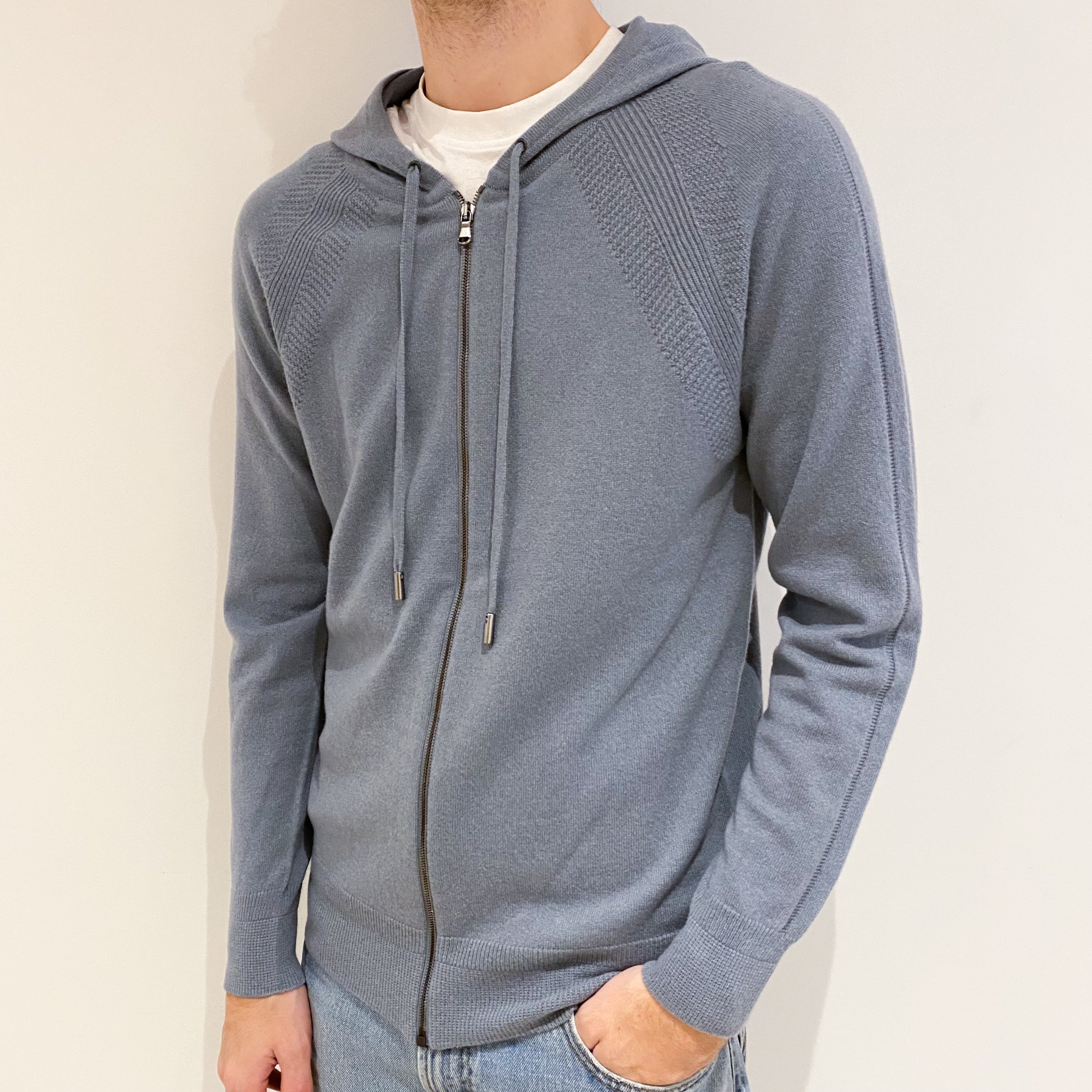 Men’s Brand New Scottish Slate Blue Zip Up Hoodie Medium