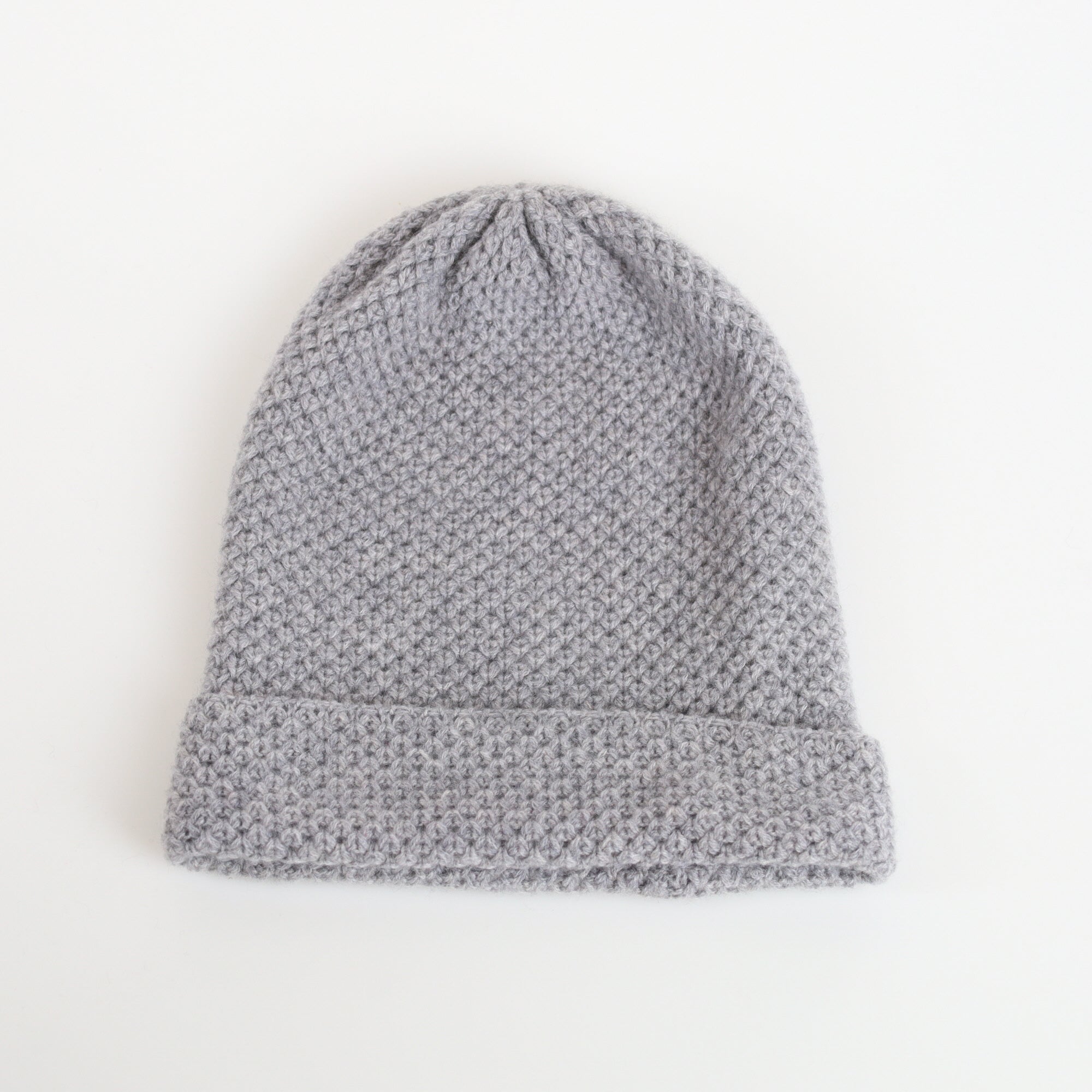 Mist Grey Textured Cashmere Beanie Hat