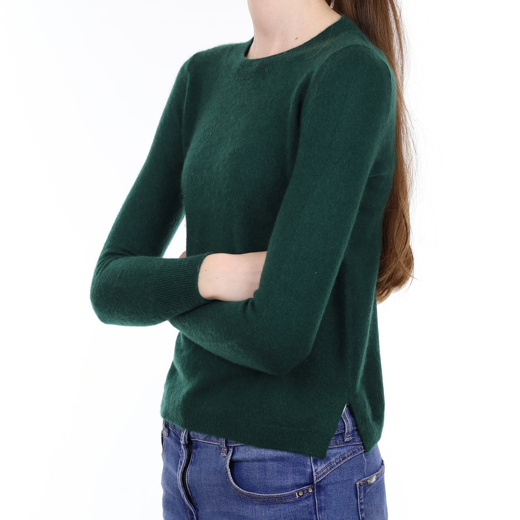Bottle Green Cashmere Crew Neck Jumper Extra Small