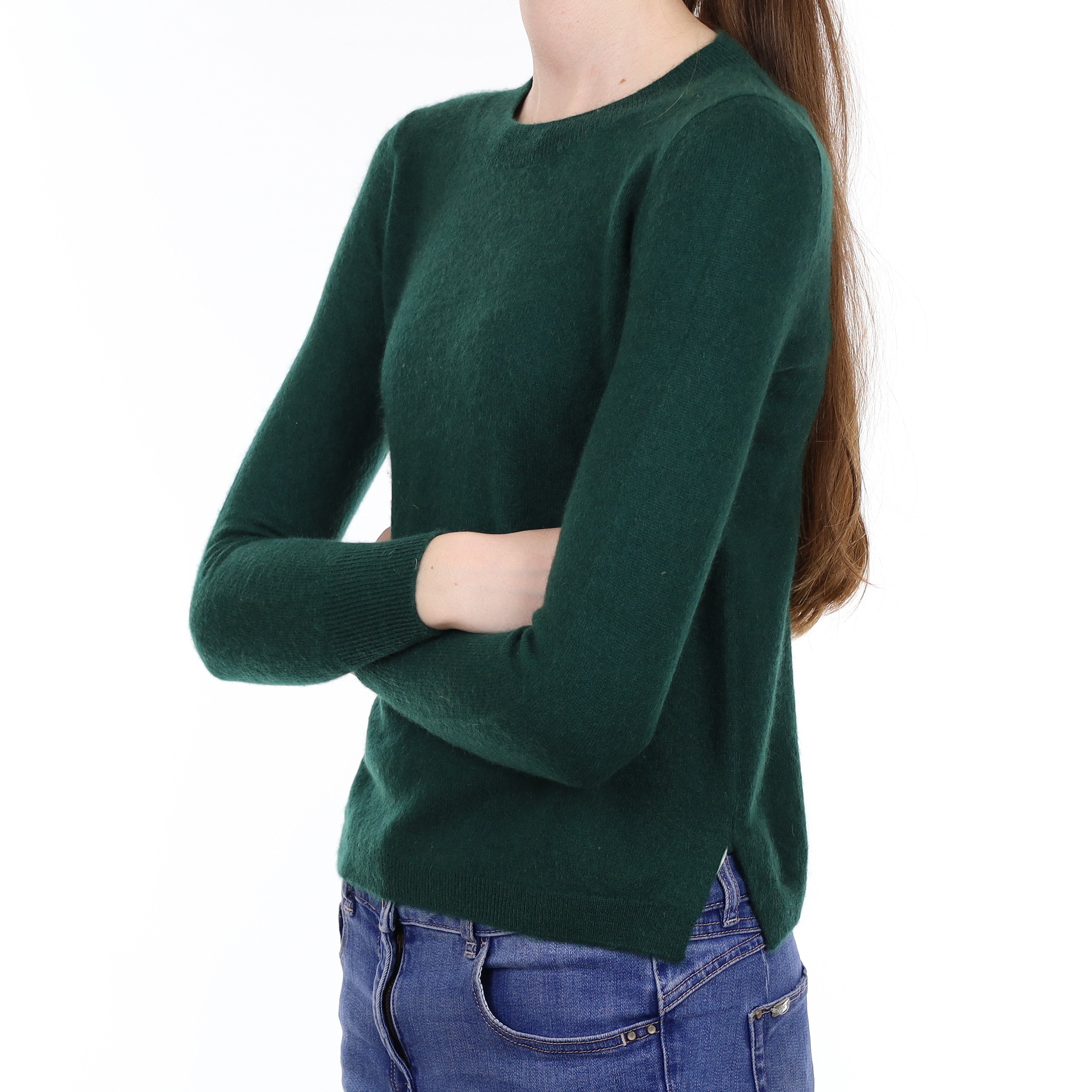 Bottle Green Cashmere Crew Neck Jumper Extra Small