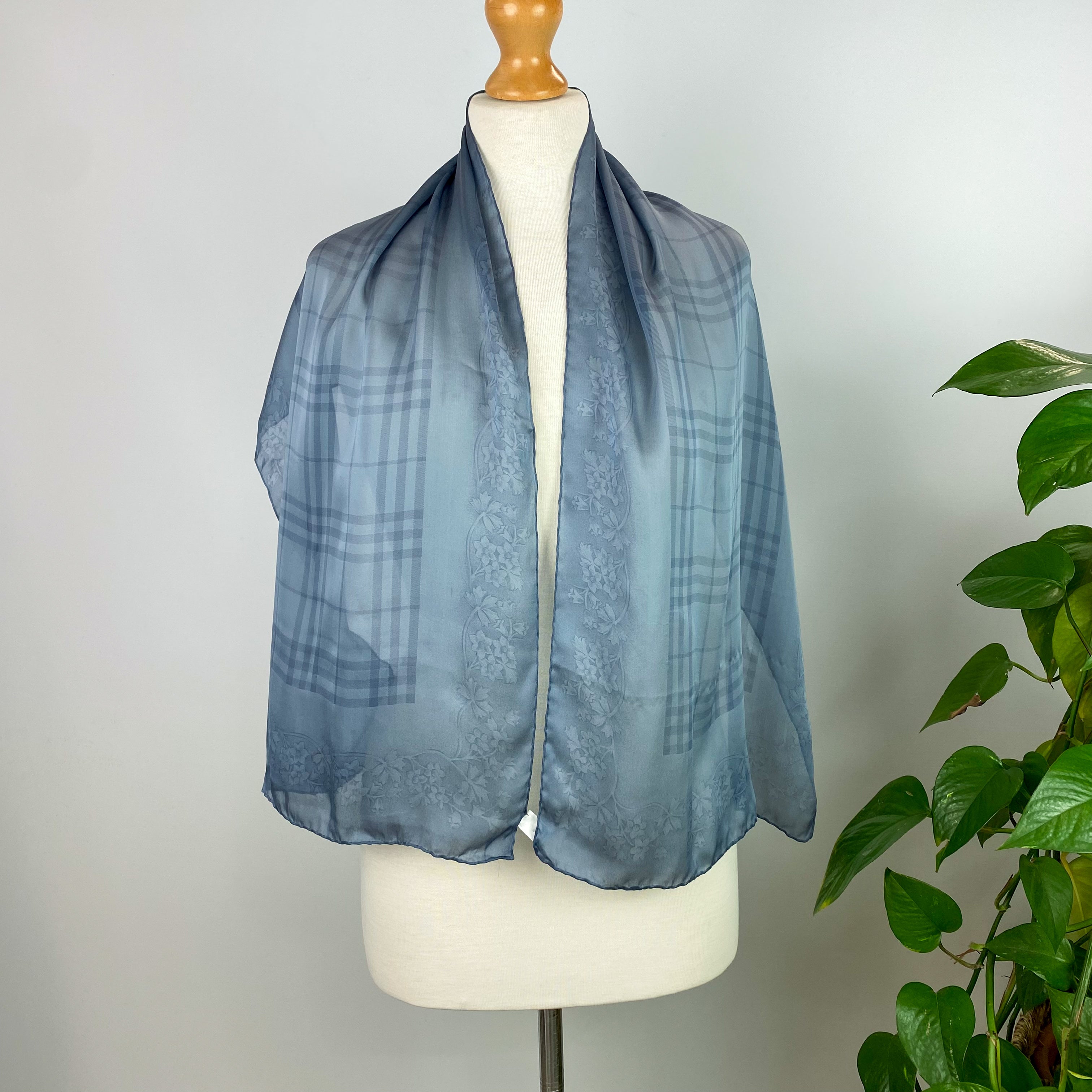 Burberry Dove Grey Designer Silk Scarf