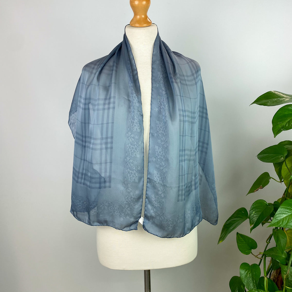 Burberry Dove Grey Designer Silk Scarf