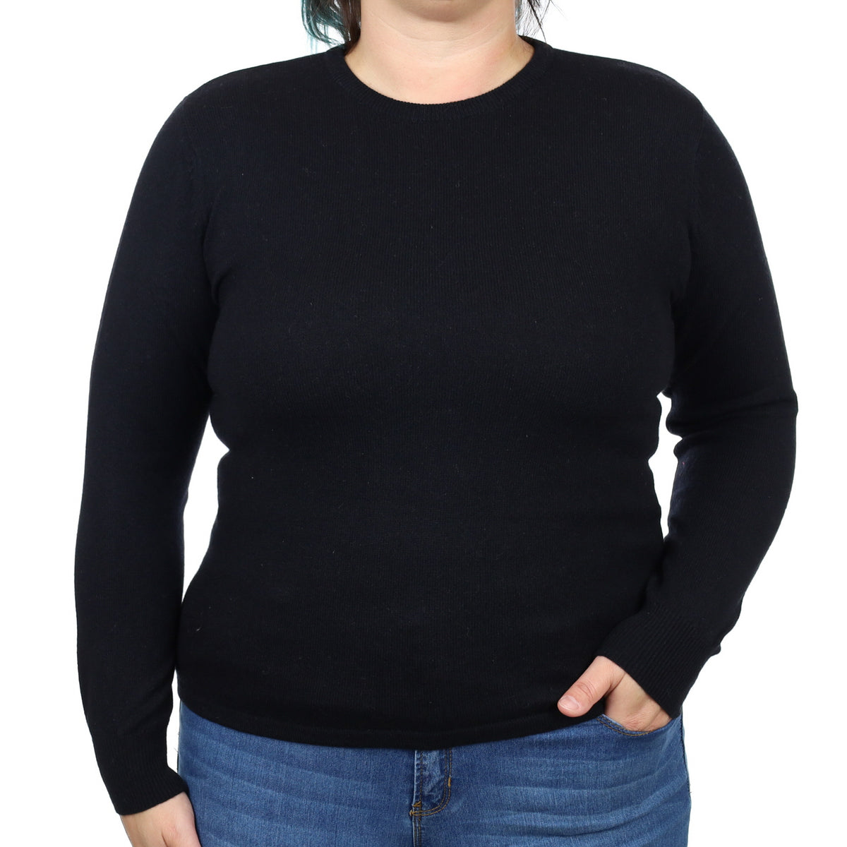 Black Cashmere Crew Neck Jumper Large