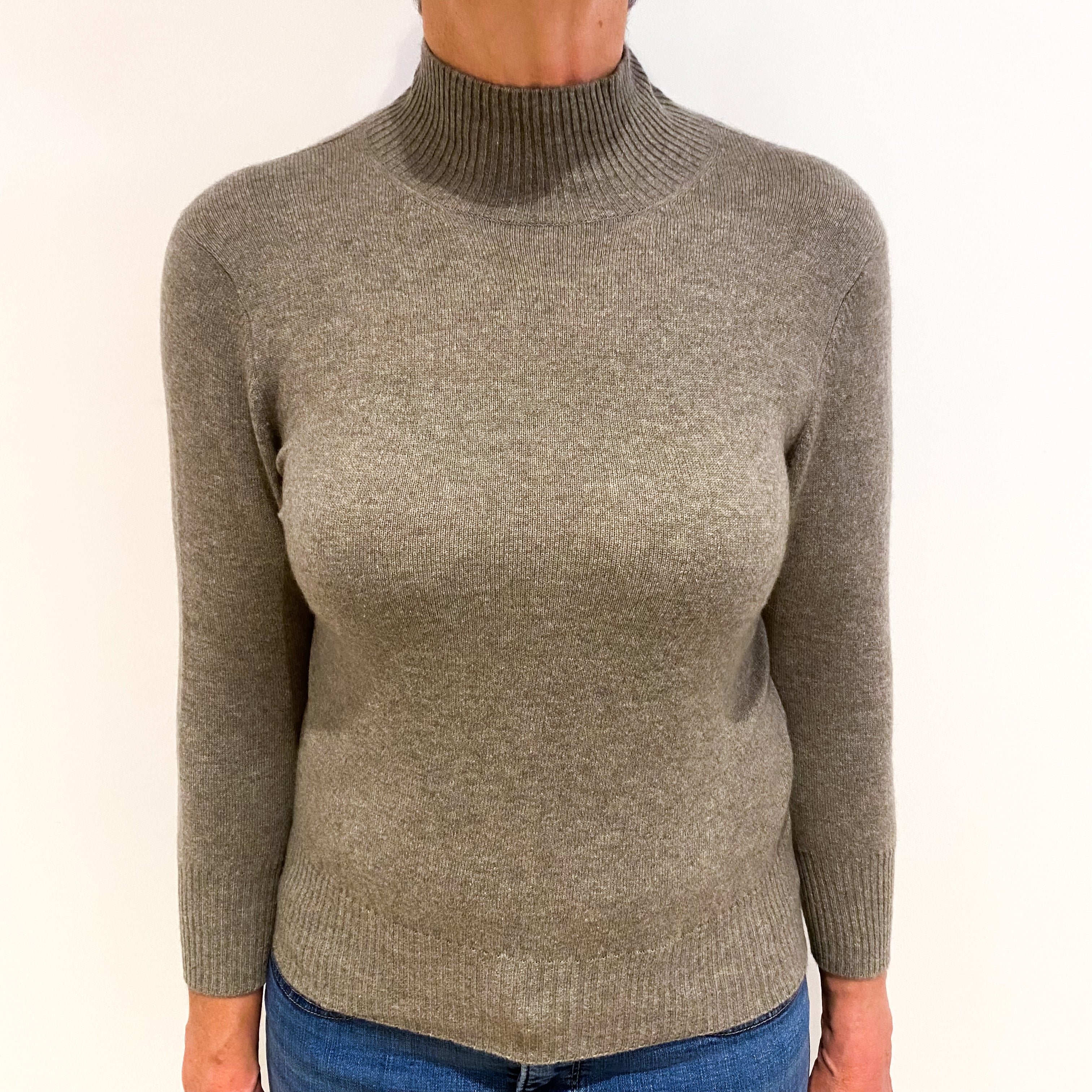 Mocha Brown Cashmere Turtle Neck Jumper Medium