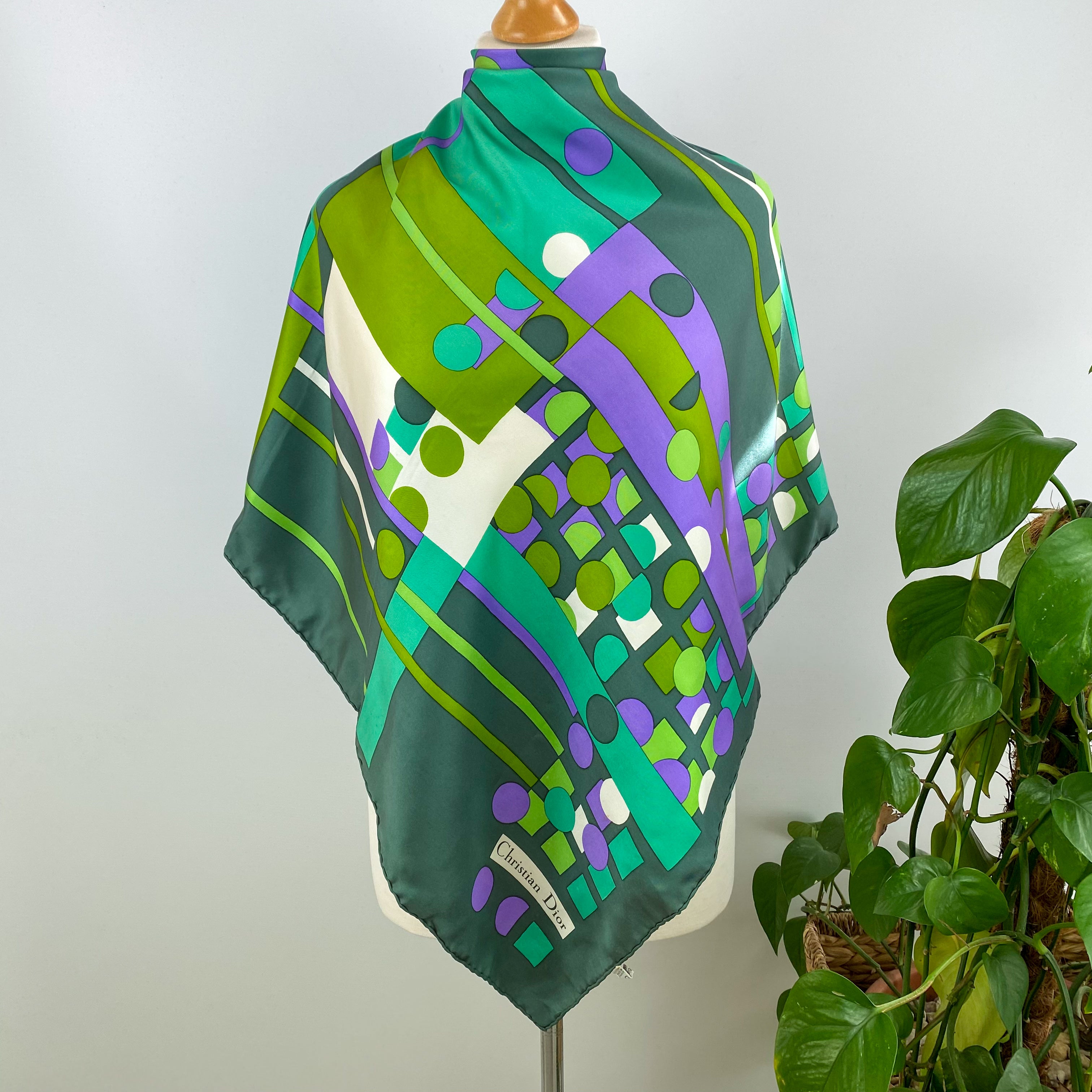 1970s Christian Dior Vintage Silk Scarf