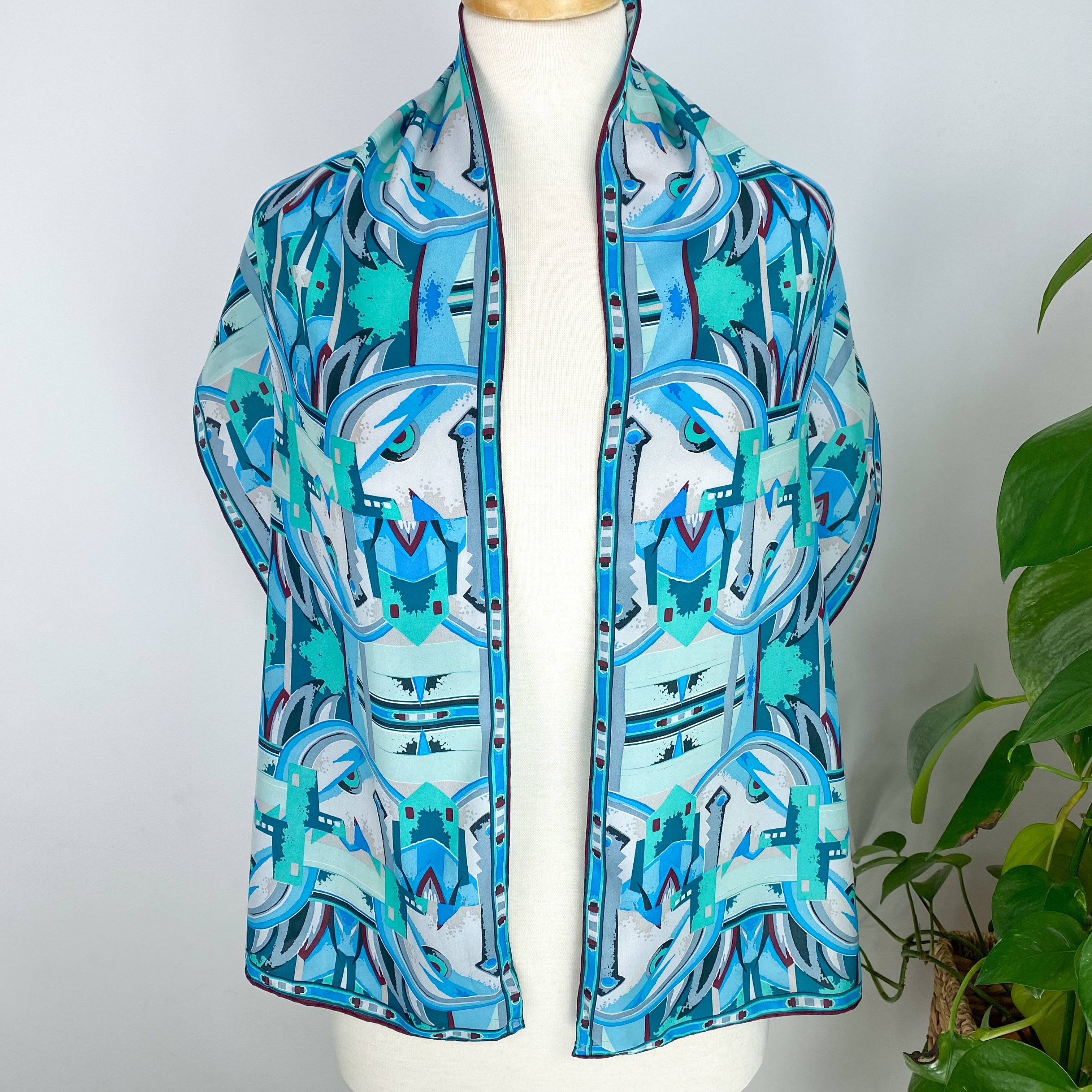 Blues and Greens Pretty Silk Scarf