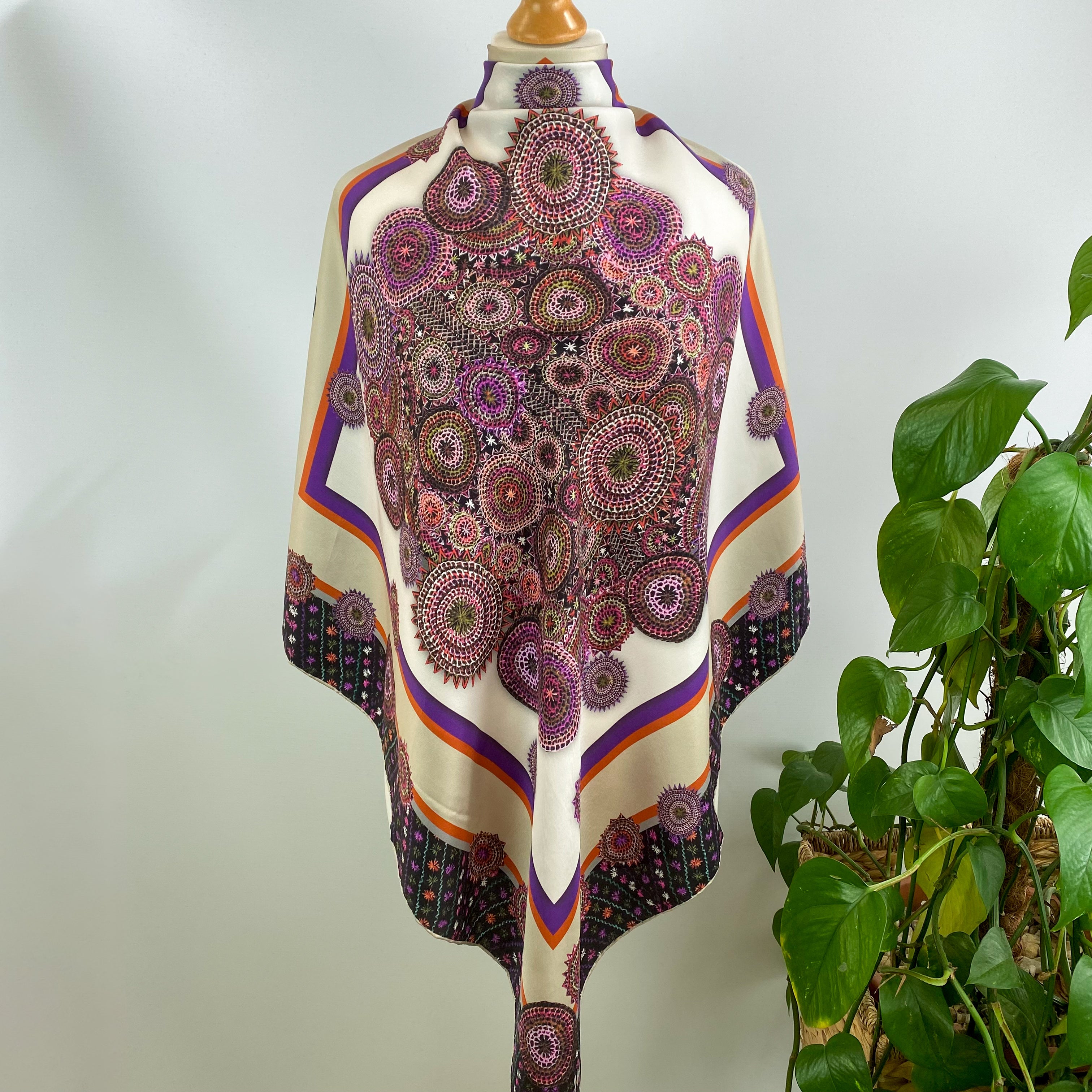 Colourful Printed Pattern Silk Scarf