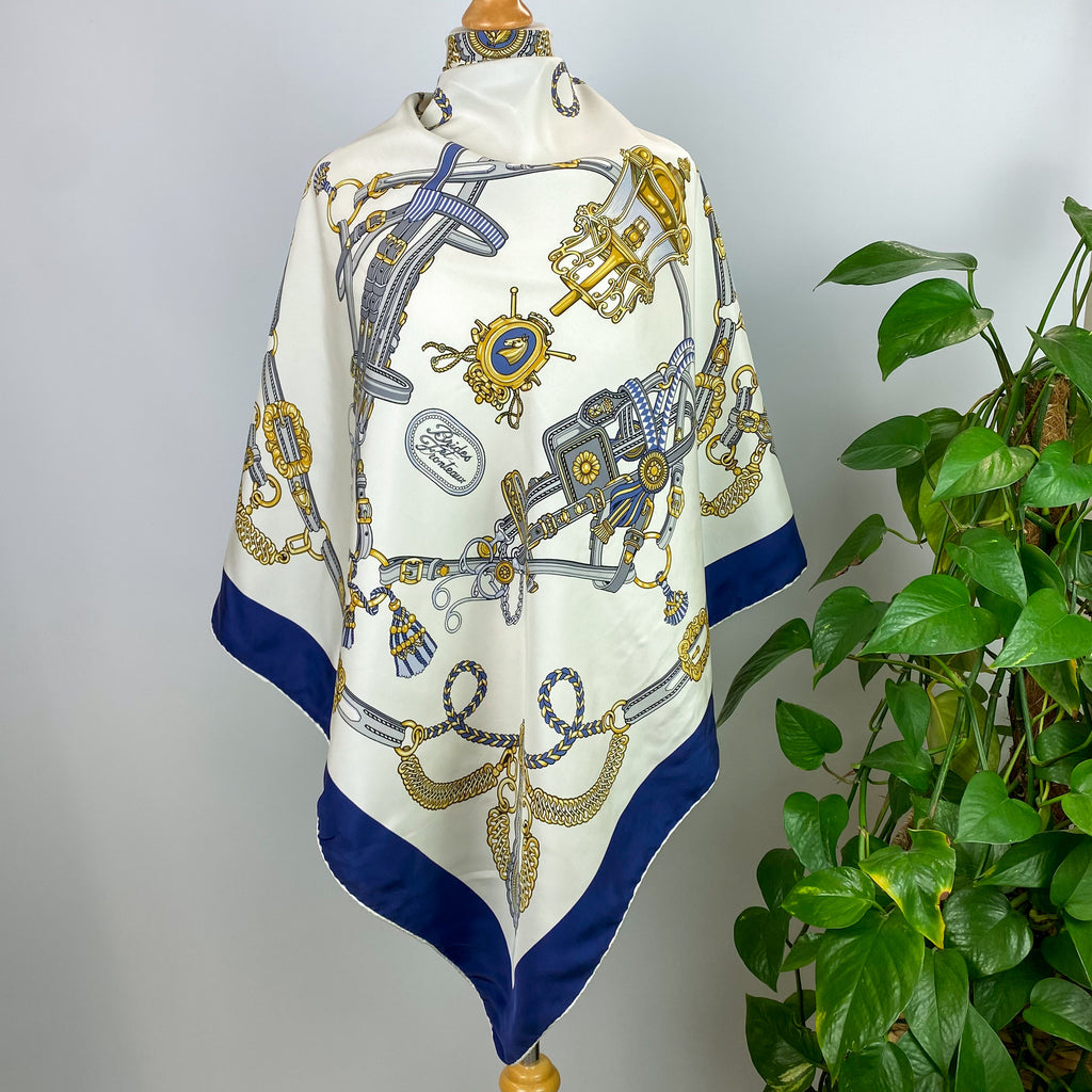 French Equestrian Buckle Silk Scarf