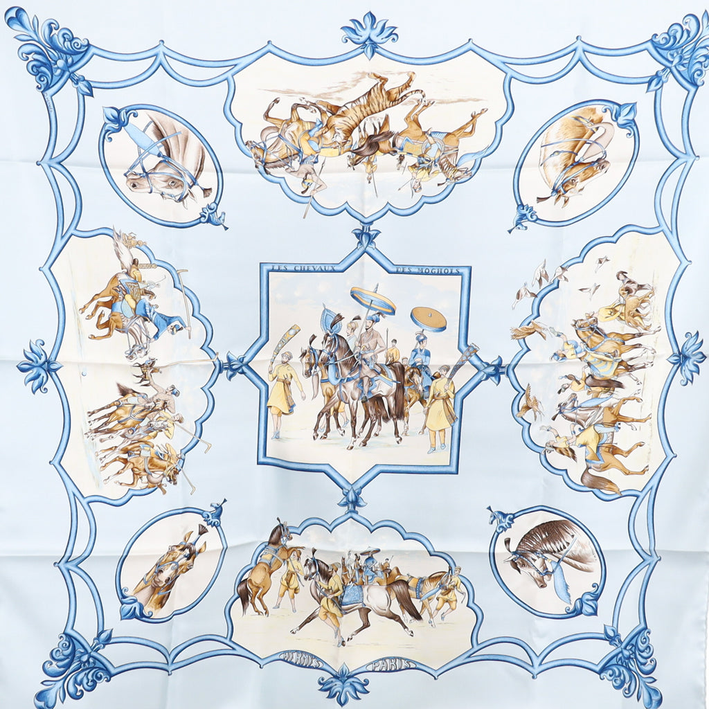 Brand New Hermès Les Chevaux des Moghols Silk Scarf