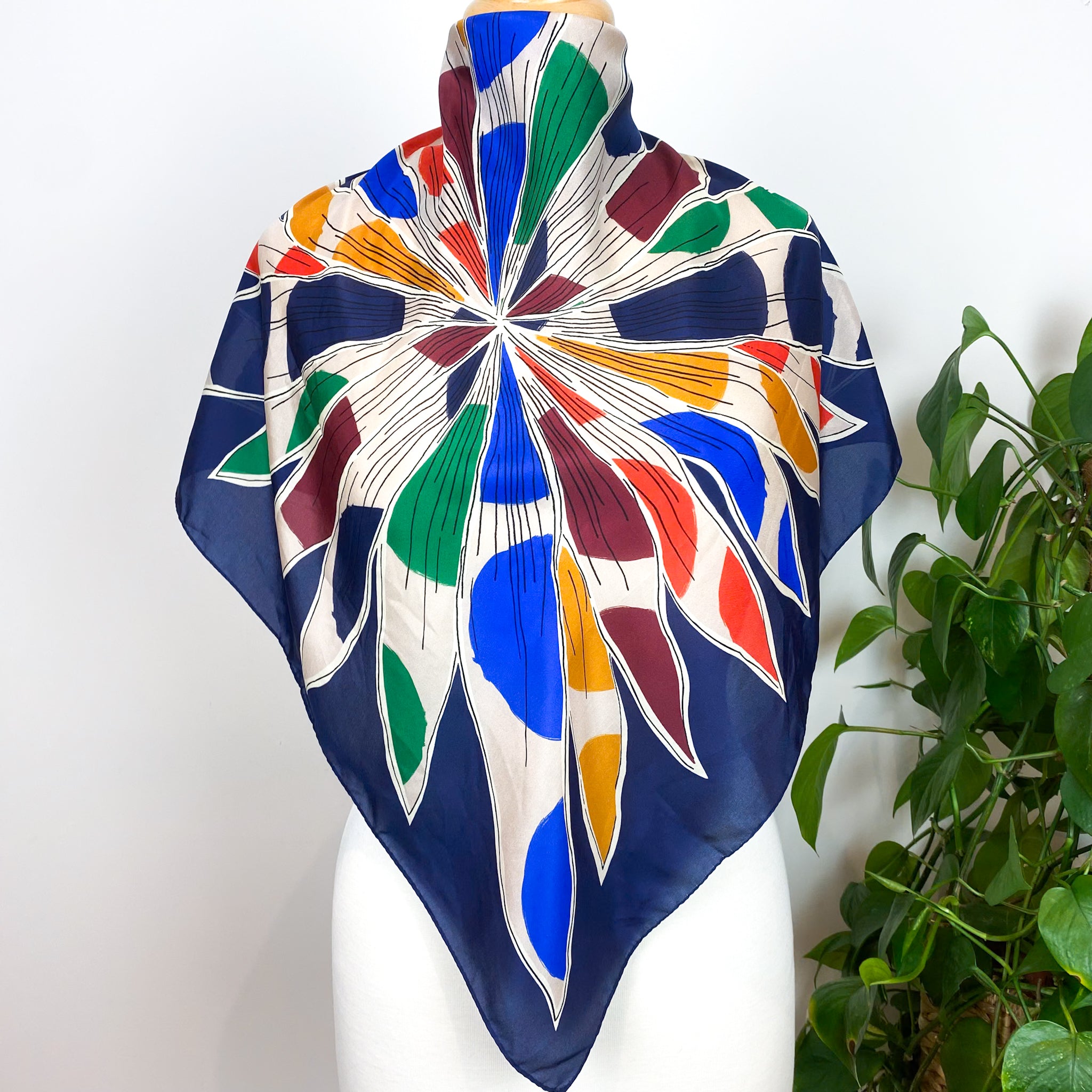 Boden Navy Floral Silk Scarf