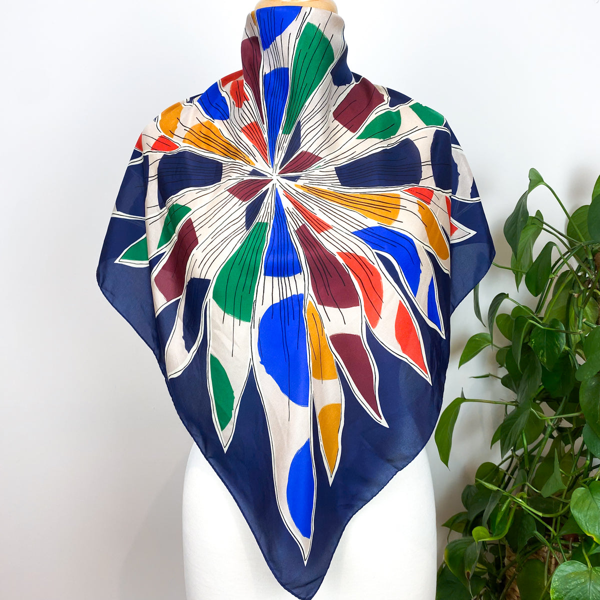 Boden Navy Floral Silk Scarf