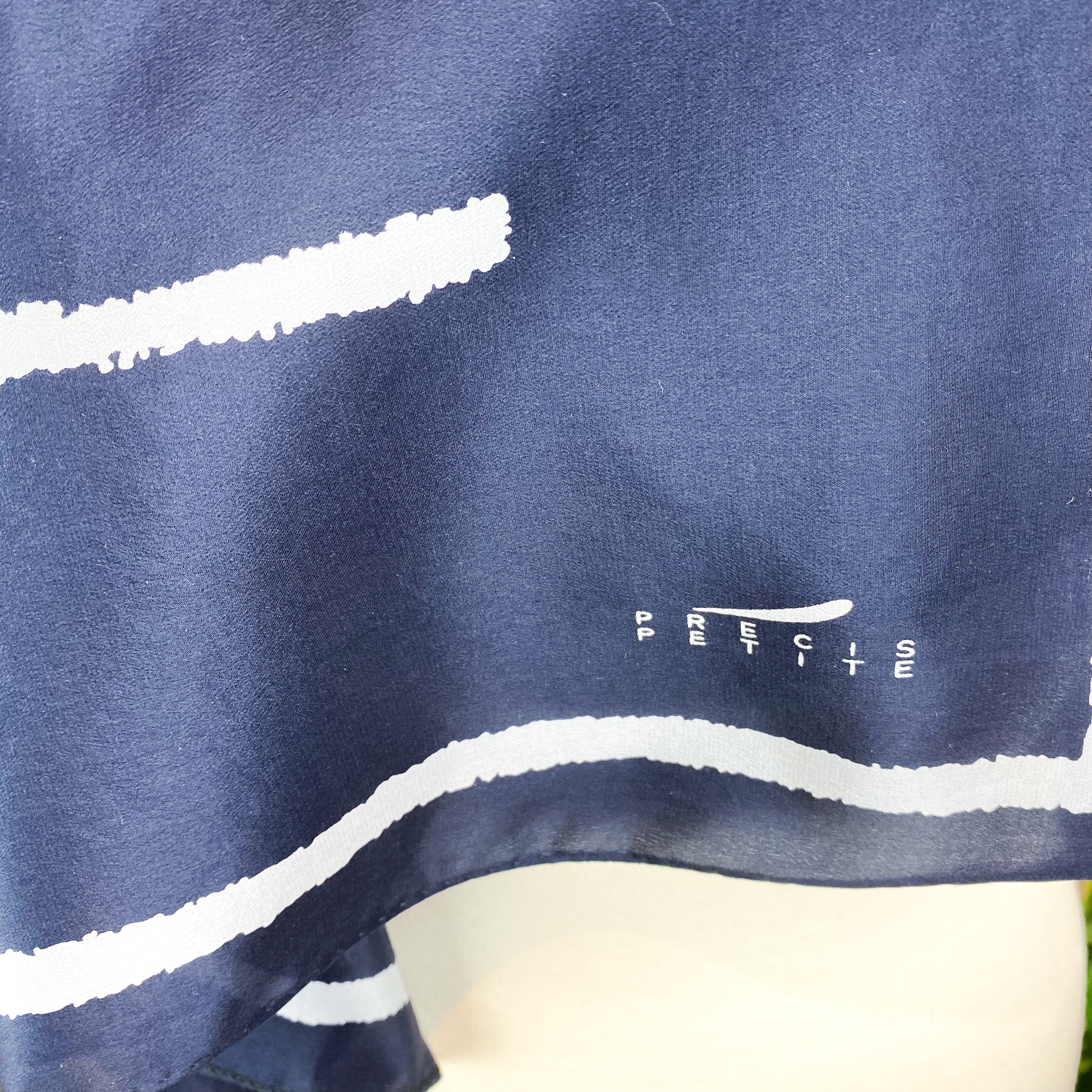 Striking Navy Flower Silk Scarf