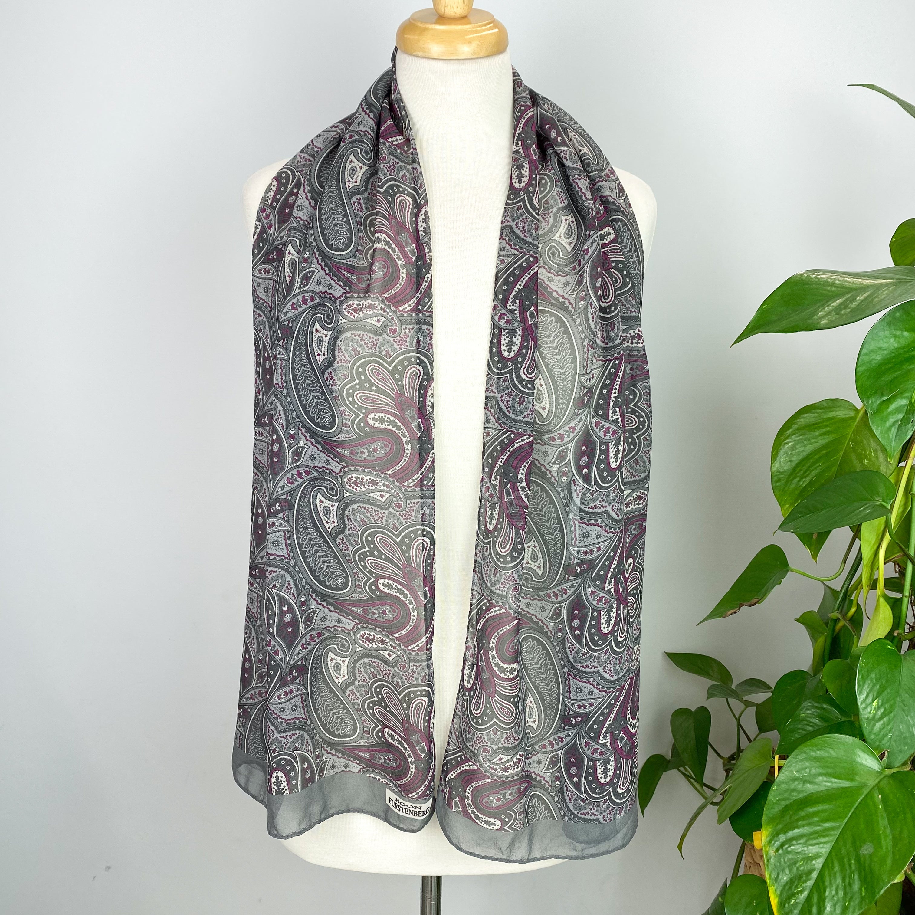 Long Paisley Egon Furstenberg Silk Scarf