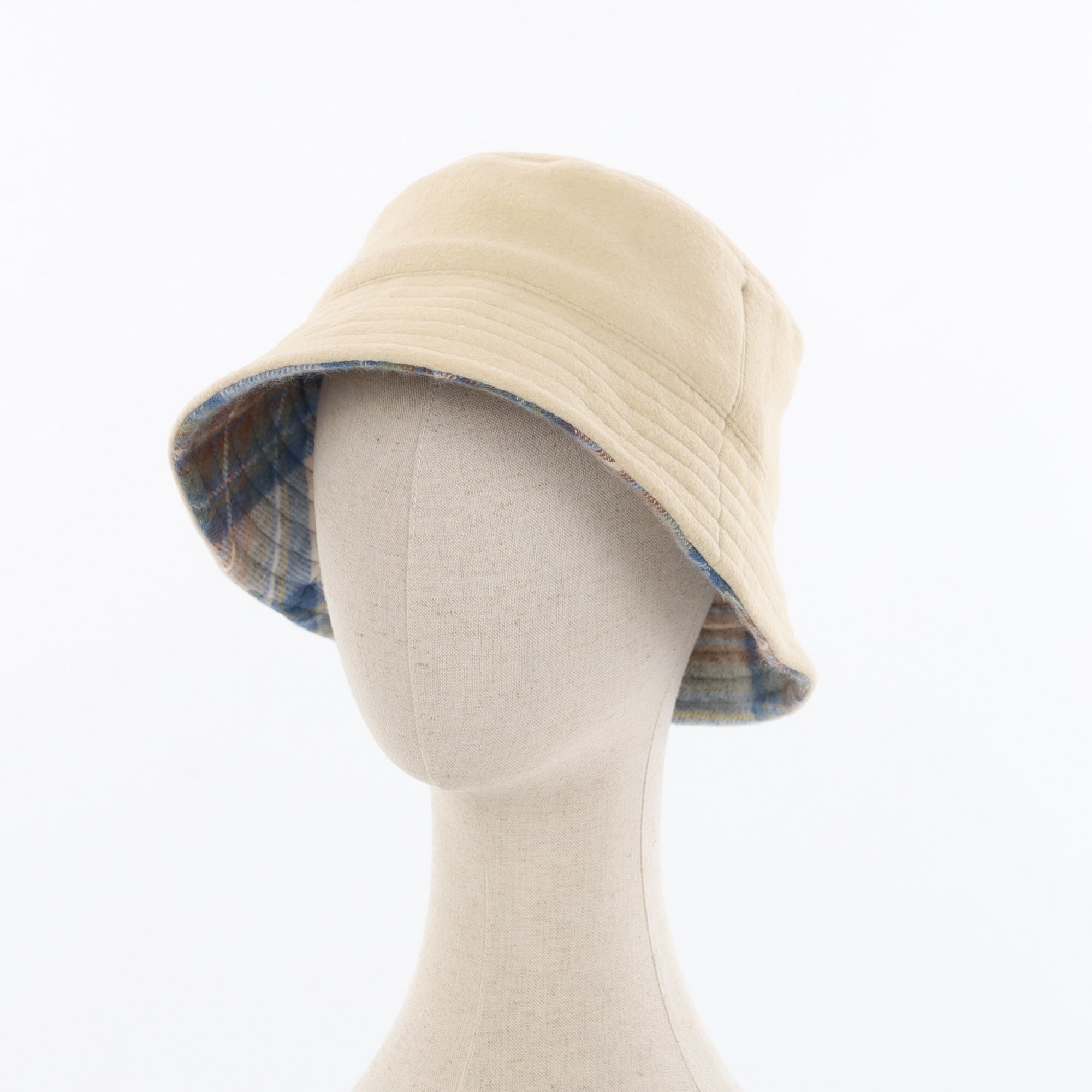 Unisex Blue Checked Reversible Cashmere Bucket Hat Men’s - M Women’s - L