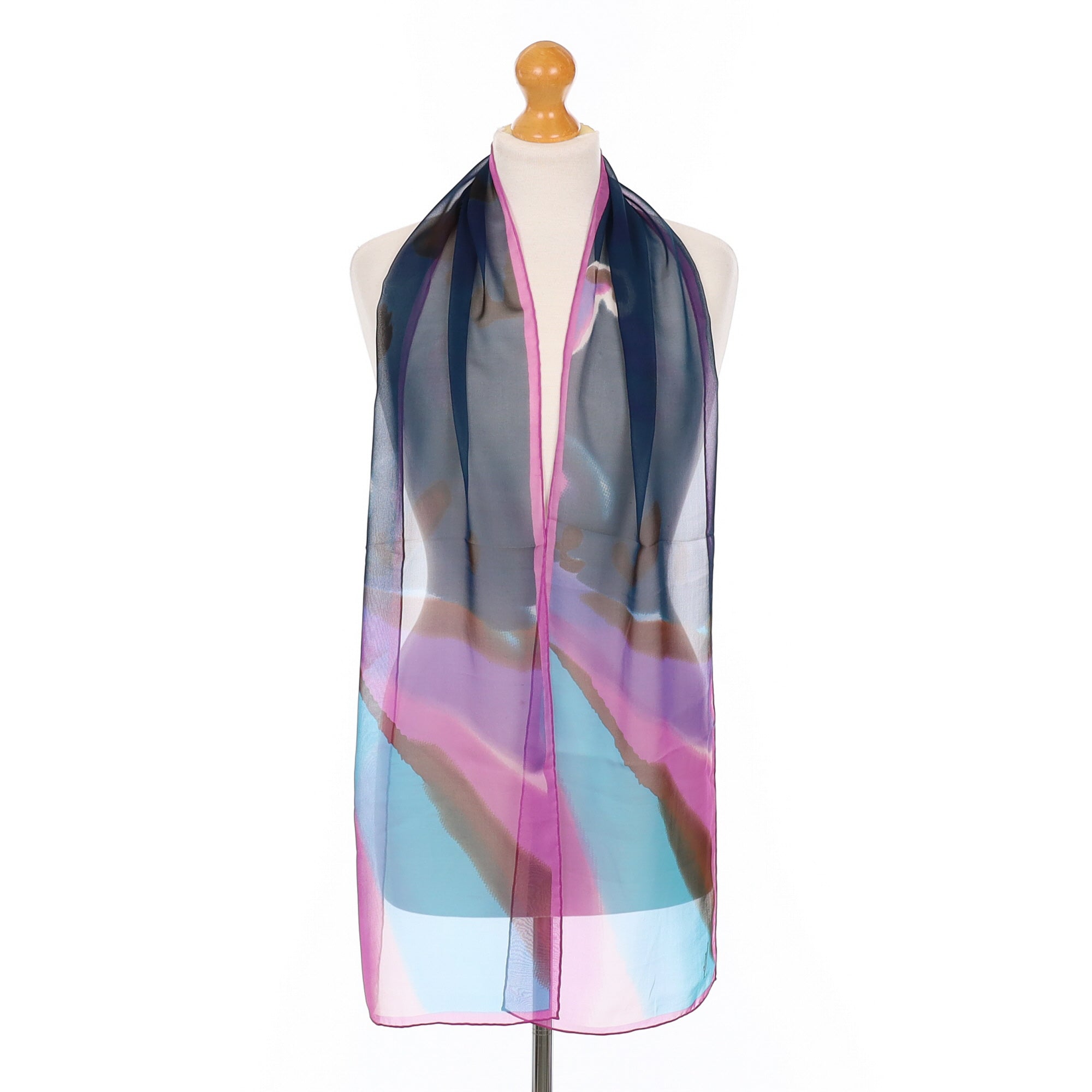 Jammers & Leufgen Magenta and Blue Silk Scarf