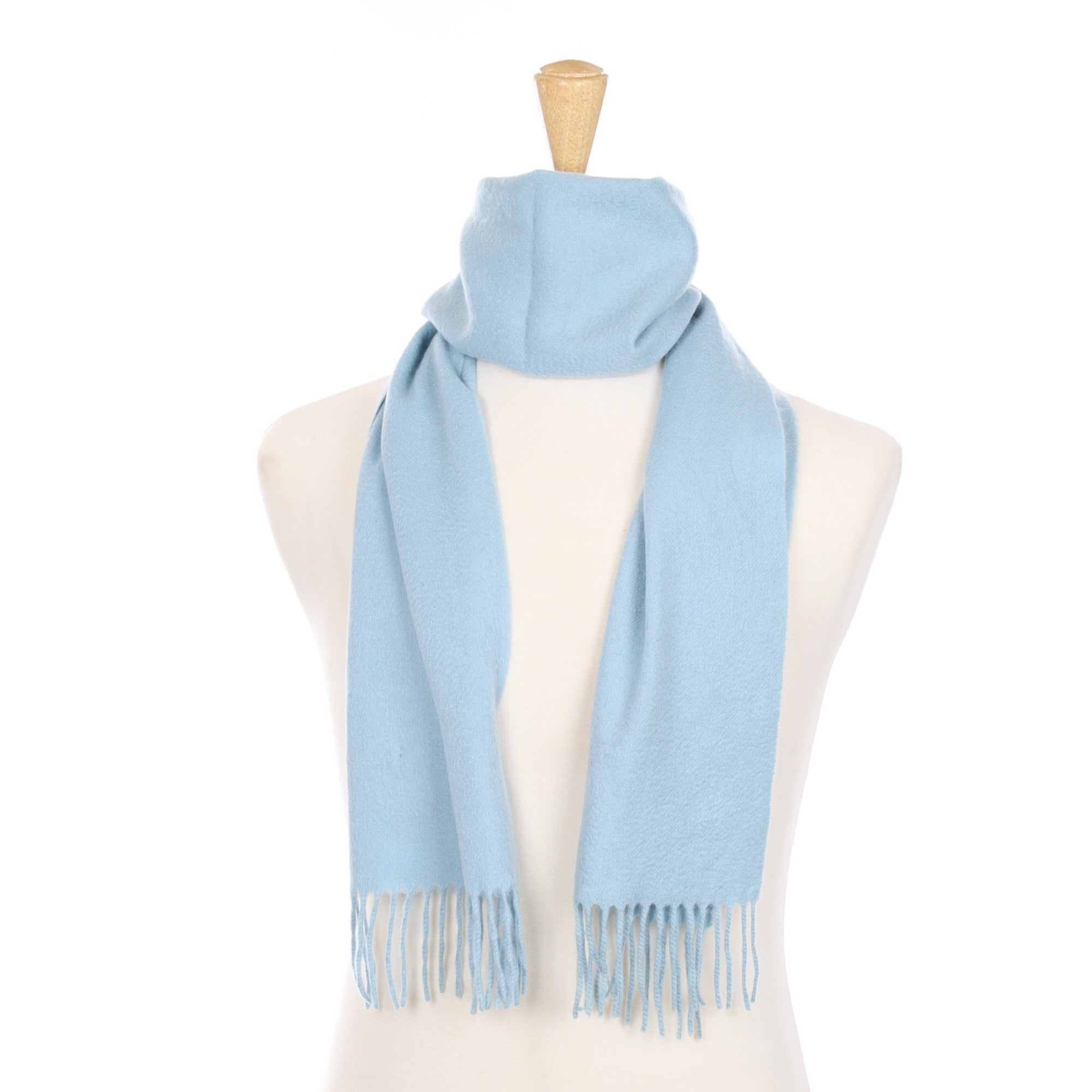 Opal Blue Cashmere Fringed Woven Scarf