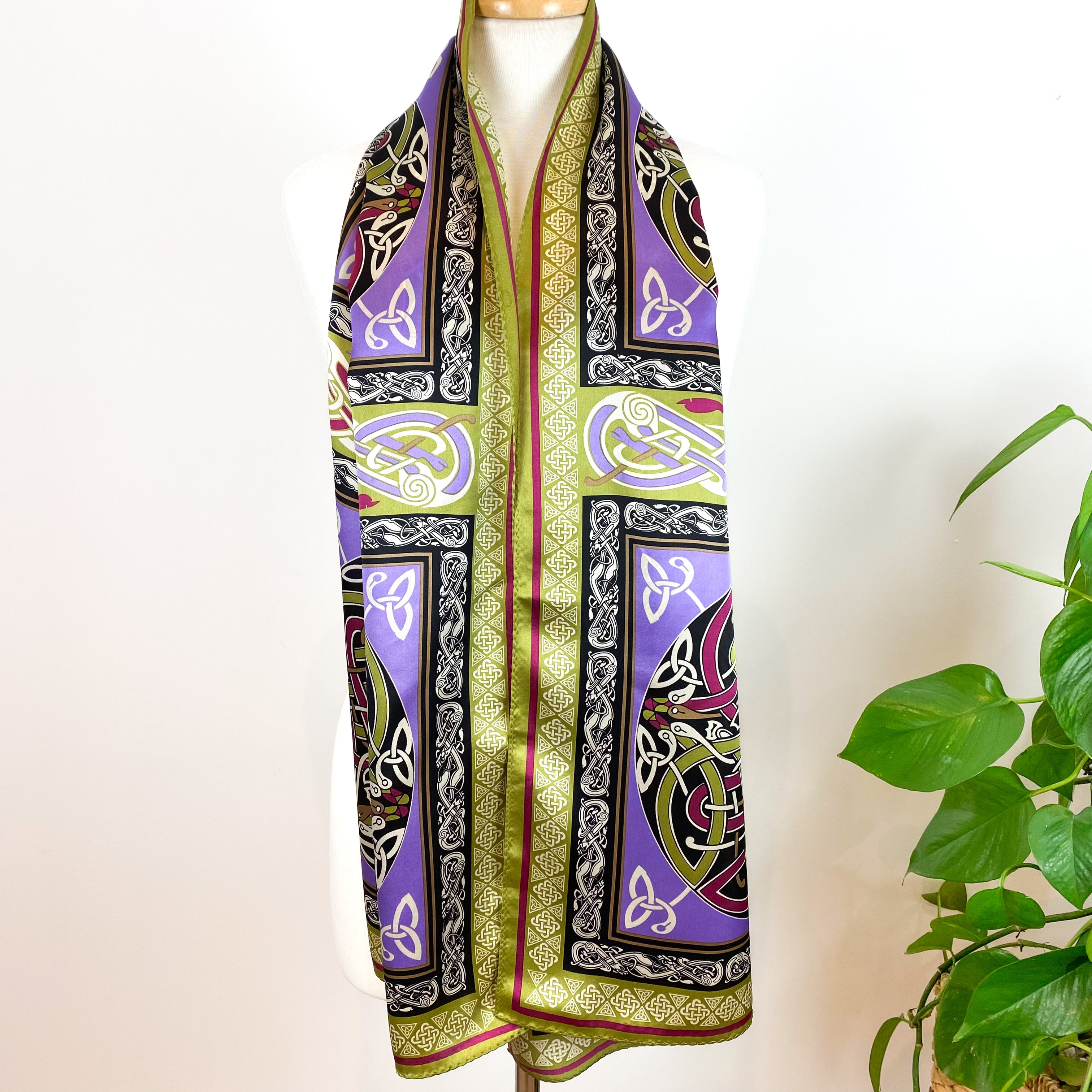 Celtic Knot Design Long Silk Scarf